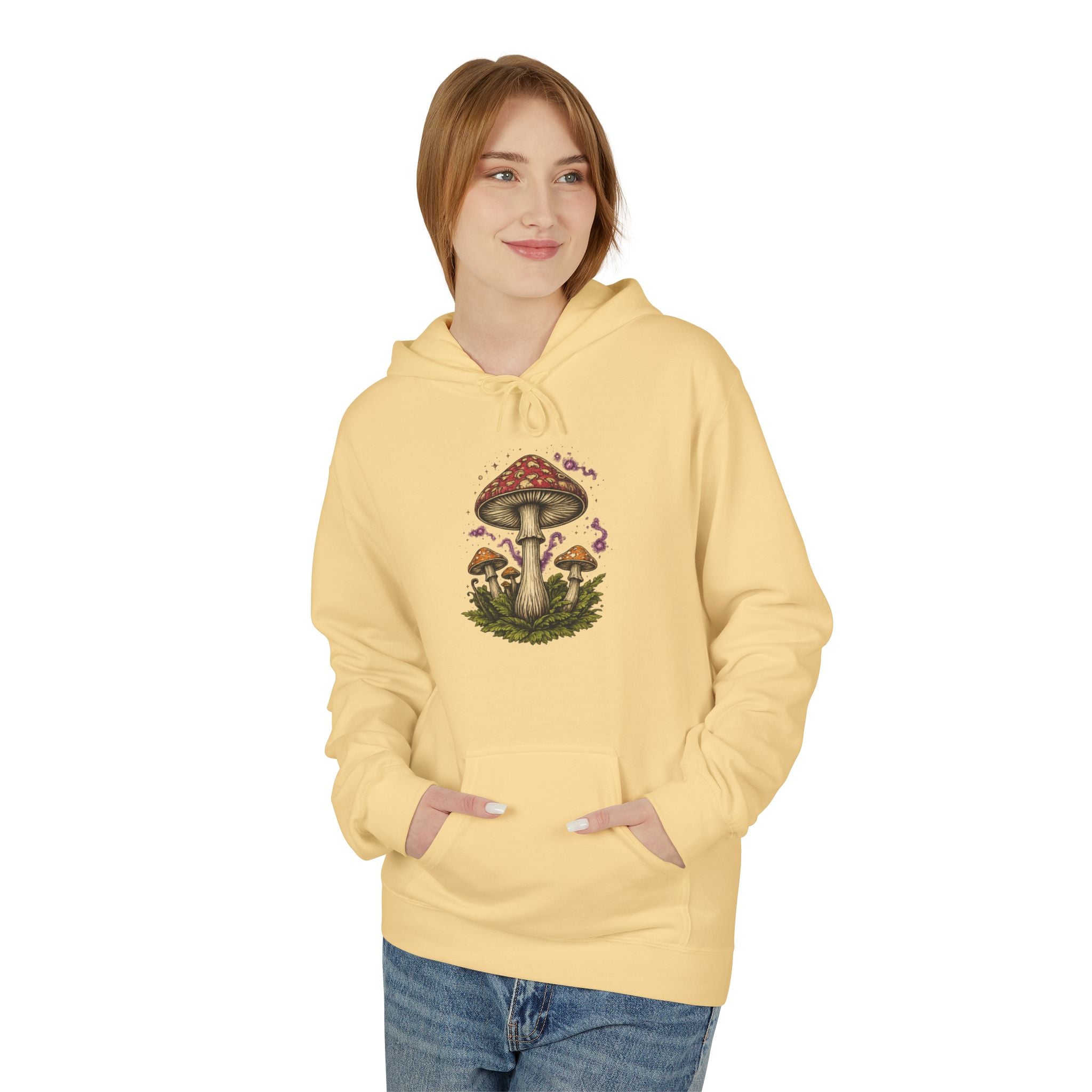 Mushroom Art Hoodie — Botanical Foraging Graphic Pullover