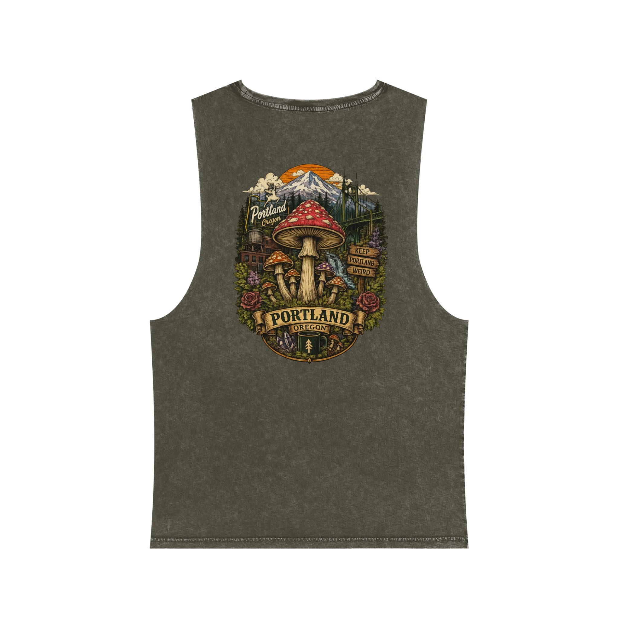 Portland Mushroom Festival Tank — Farmers Markets Map Stonewash Tank
