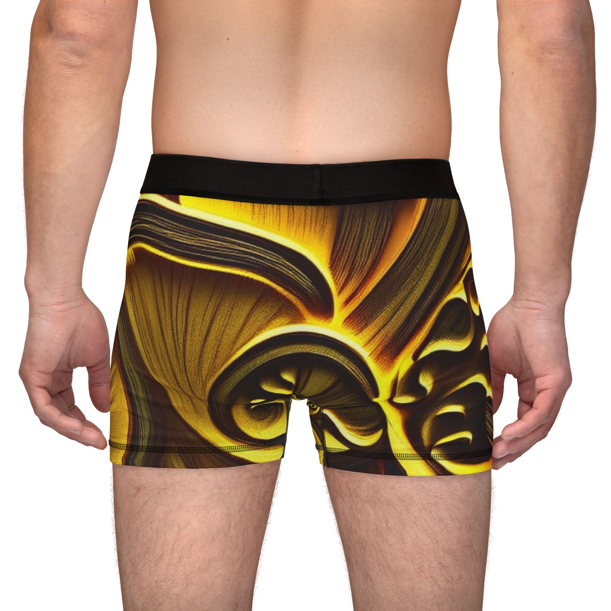 Bóxers para hombre con espirales dorados abstractos - Estampado metálico lujoso en toda la prenda
