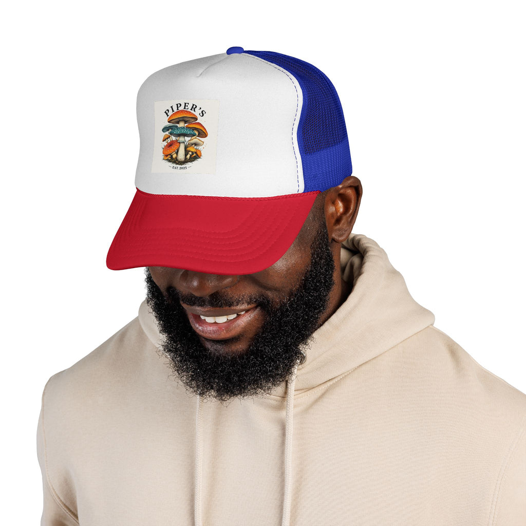 Gorra trucker vintage de setas — Sombrero retro de recolector "Piper's"