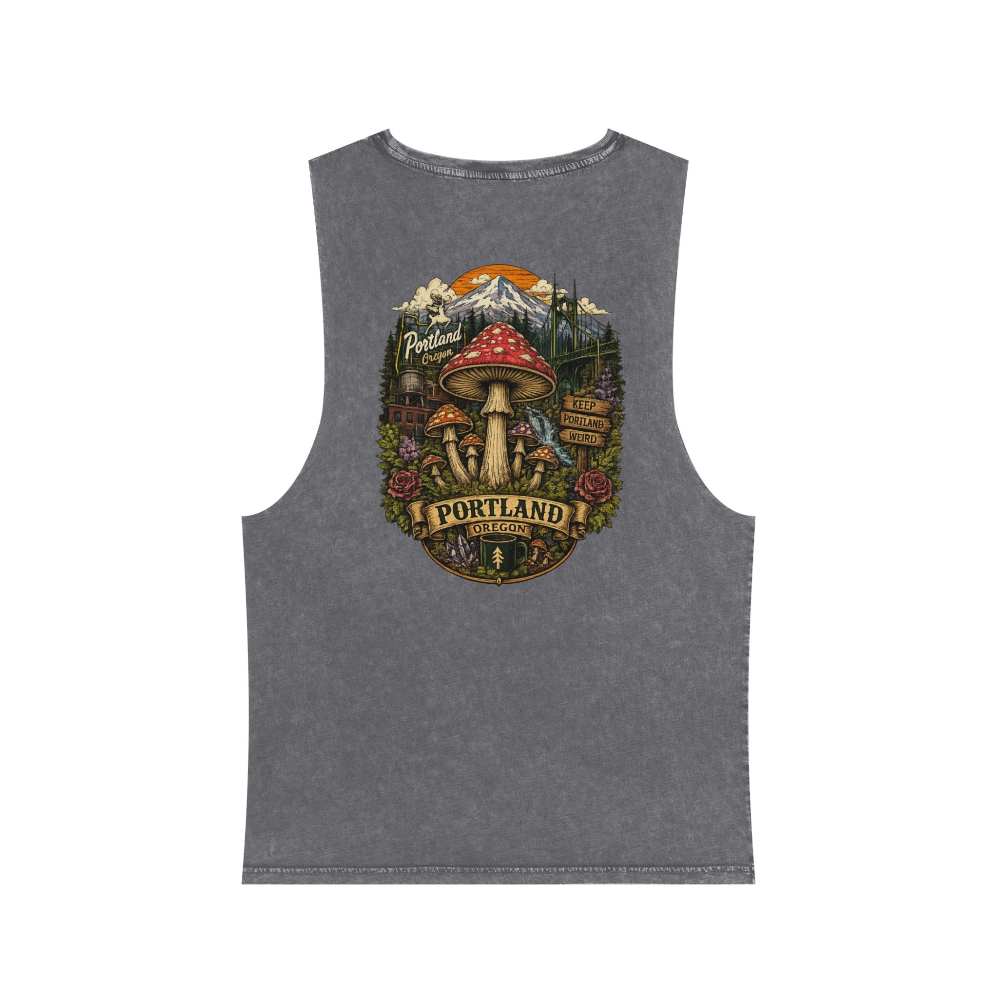Portland Mushroom Festival Tank — Farmers Markets Map Stonewash Tank