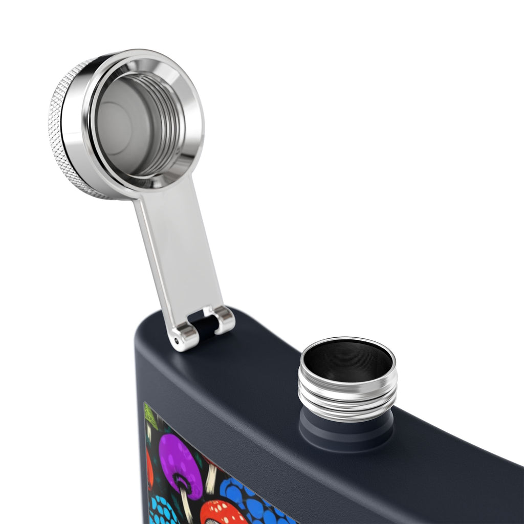 6oz Stainless Steel Flask — Colorful Psychedelic Mushroom Pattern