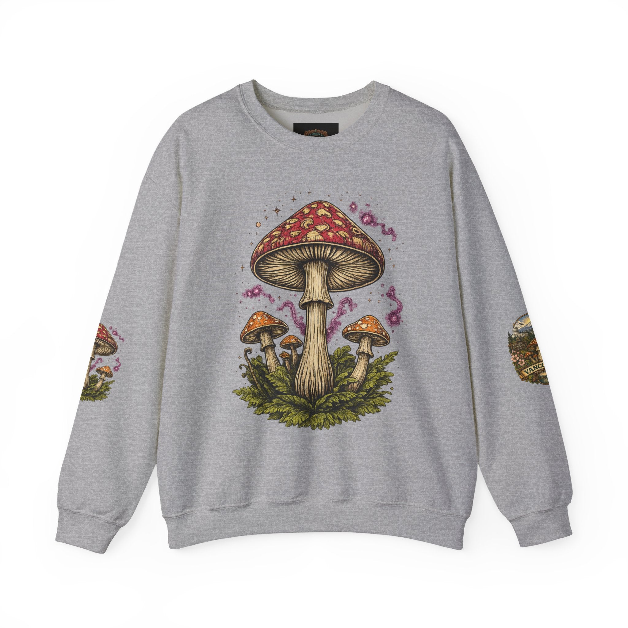 City:  Vancouver Crewneck Sweatshirt — Scenic Pacific Northwest Fungi Design