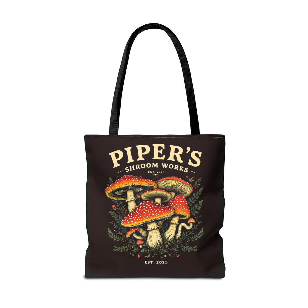 Mushroom Tote Bag — "Piper's Shroom Works" Vintage Fungi Market Shopper