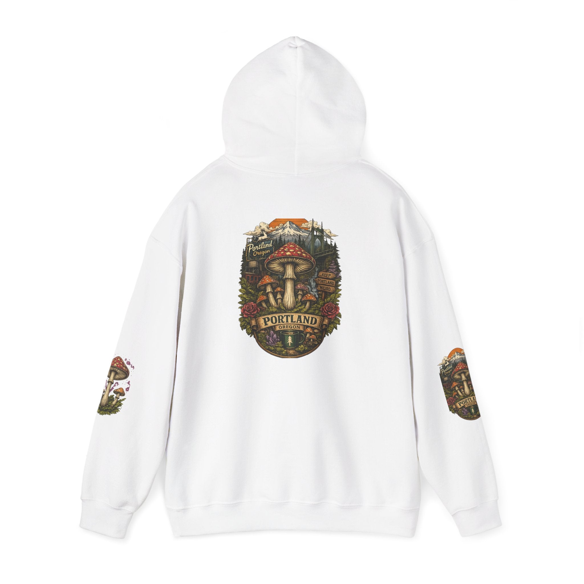City: Portland Mushroom Forest Hooded Sweatshirt Nature Graphic Hoodie