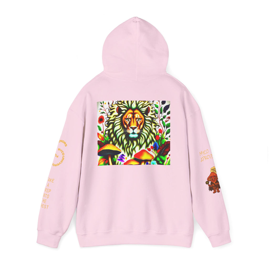 Myco University Lion & Mushroom Hoodie — Psychedelic Lion Graphic Pullover