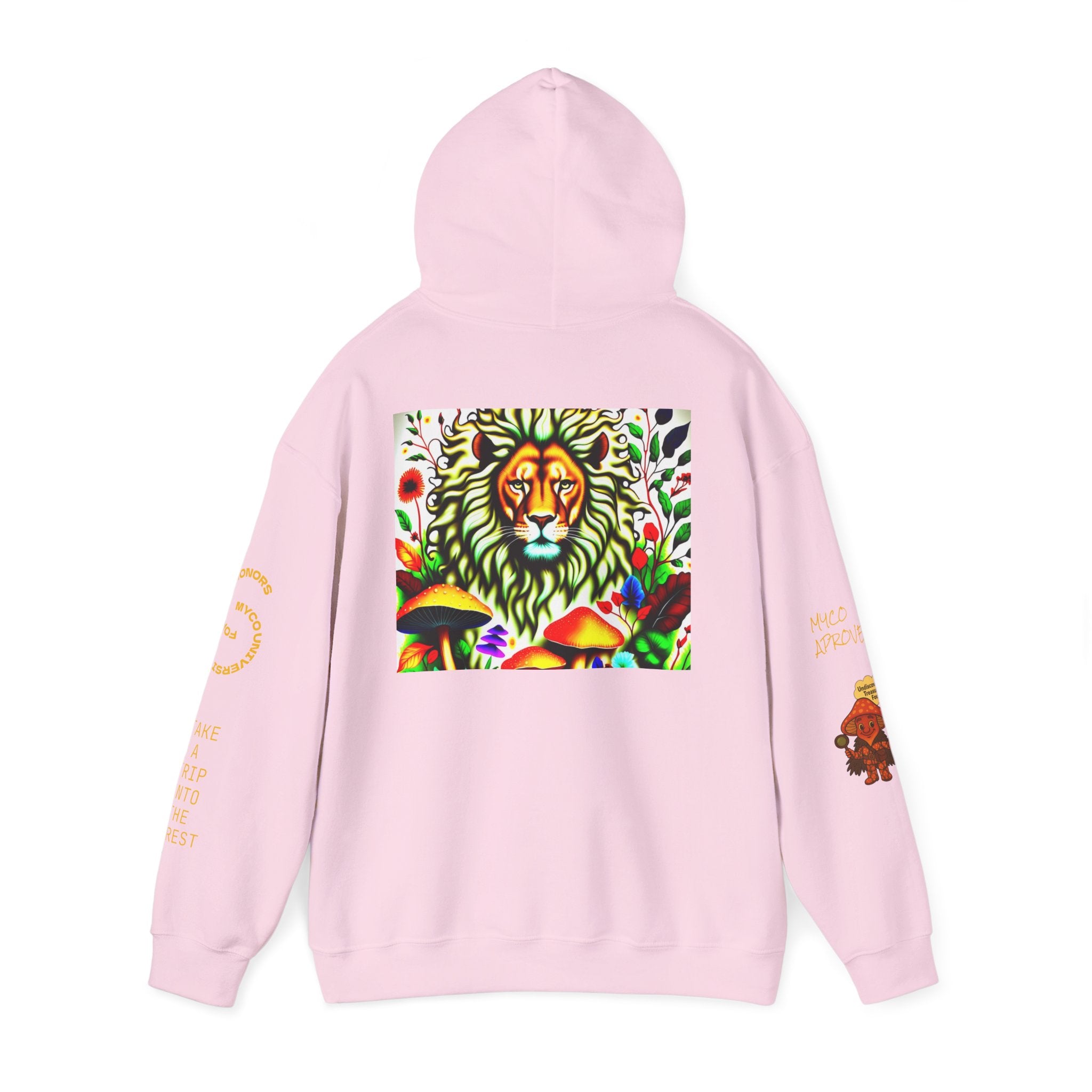Myco University Lion & Mushroom Hoodie — Psychedelic Lion Graphic Pullover