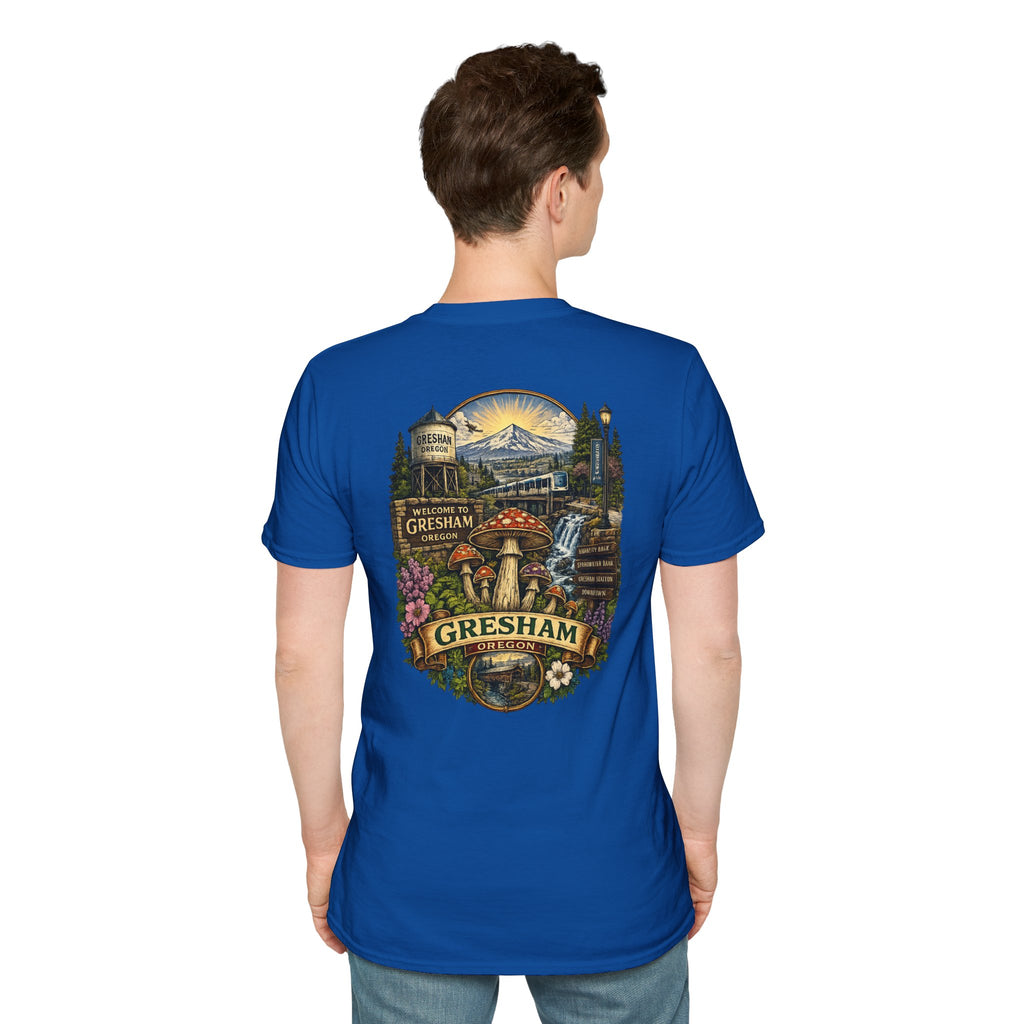 City: Gresham Psychedelic Mushroom Graphic T-Shirt — Red Amanita Illustration