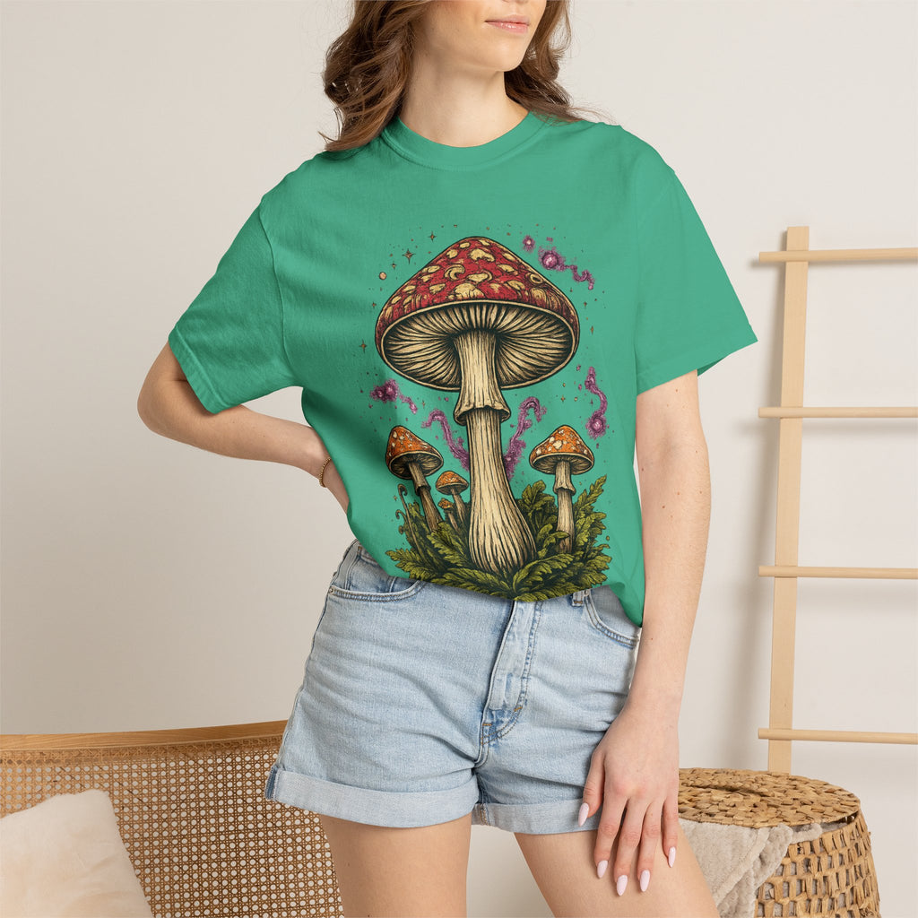 City: Portland Mushroom Graphic T-Shirt — Vintage Forest Amanita Design