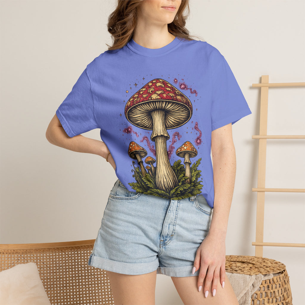 City: Portland Mushroom Graphic T-Shirt — Vintage Forest Amanita Design