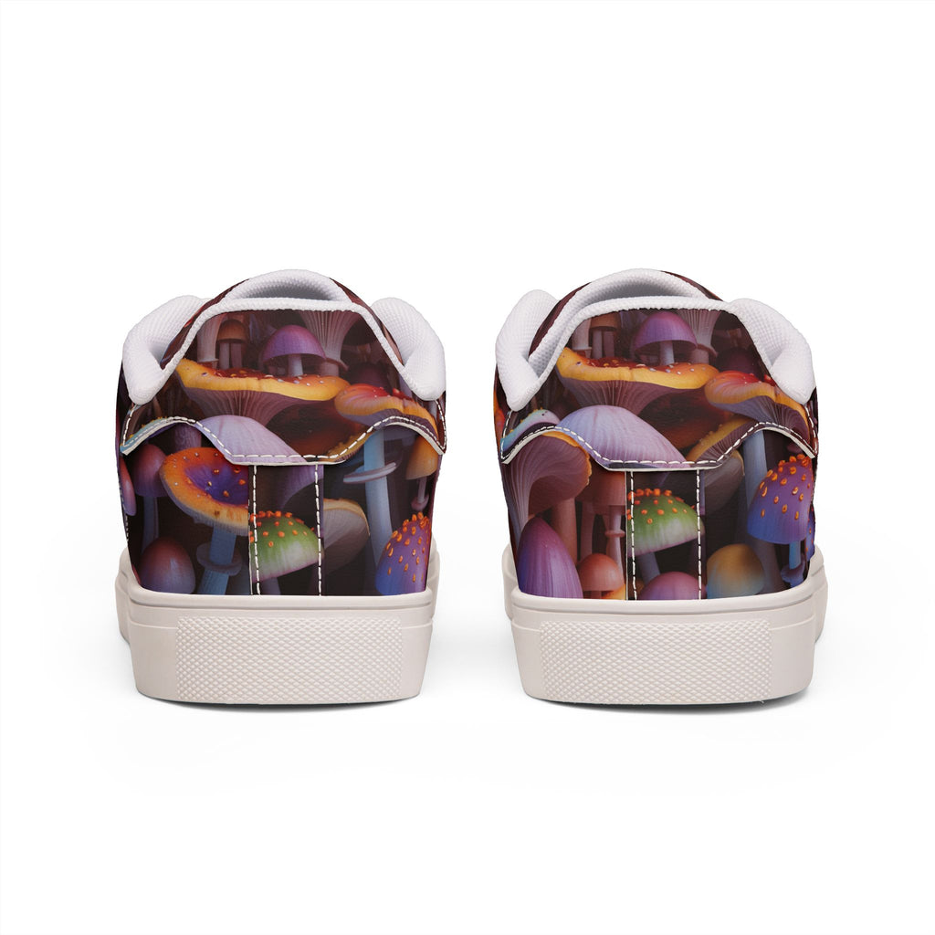 Low-Top Sneakers — Colorful Psychedelic Mushroom Print Leather