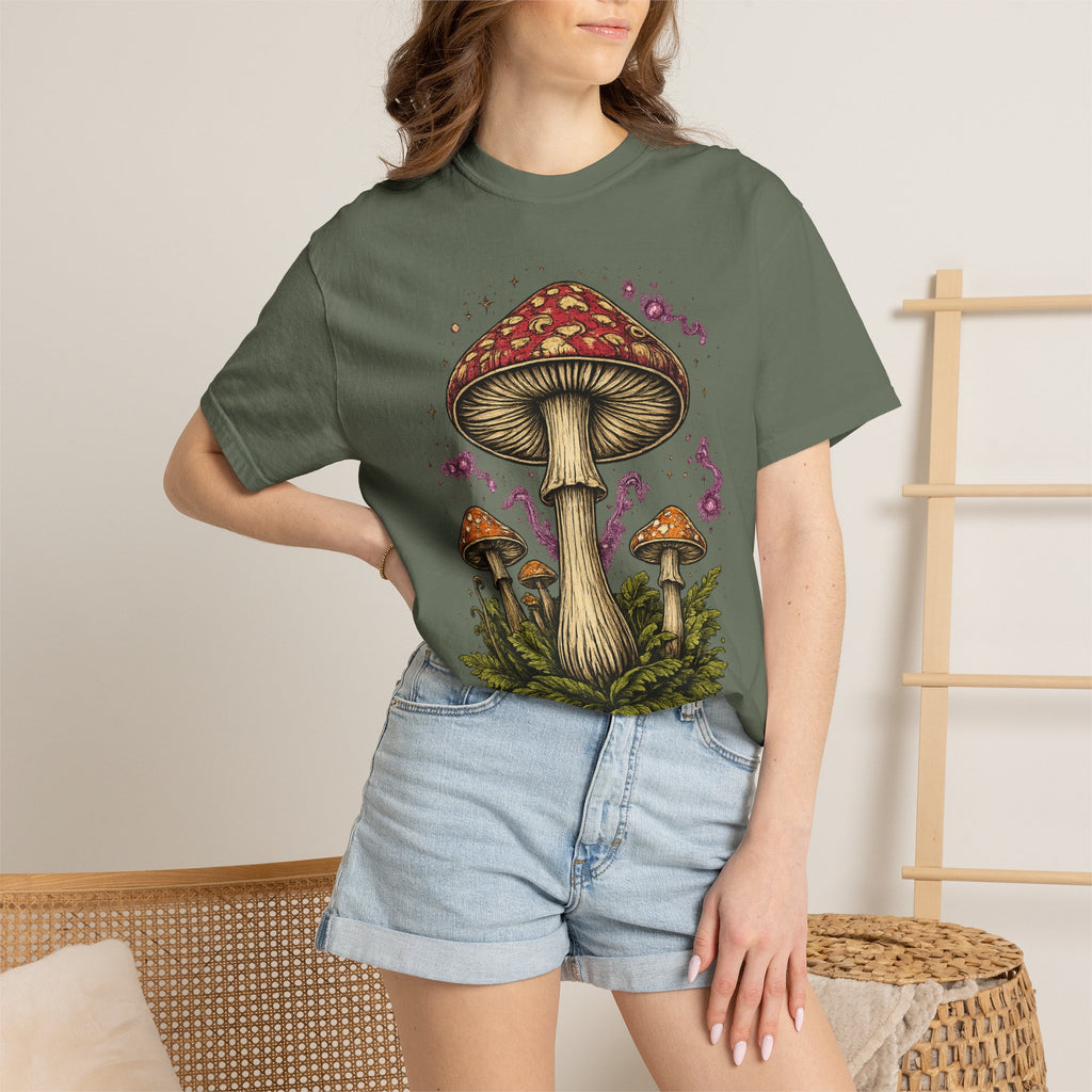 City: Portland Mushroom Graphic T-Shirt — Vintage Forest Amanita Design