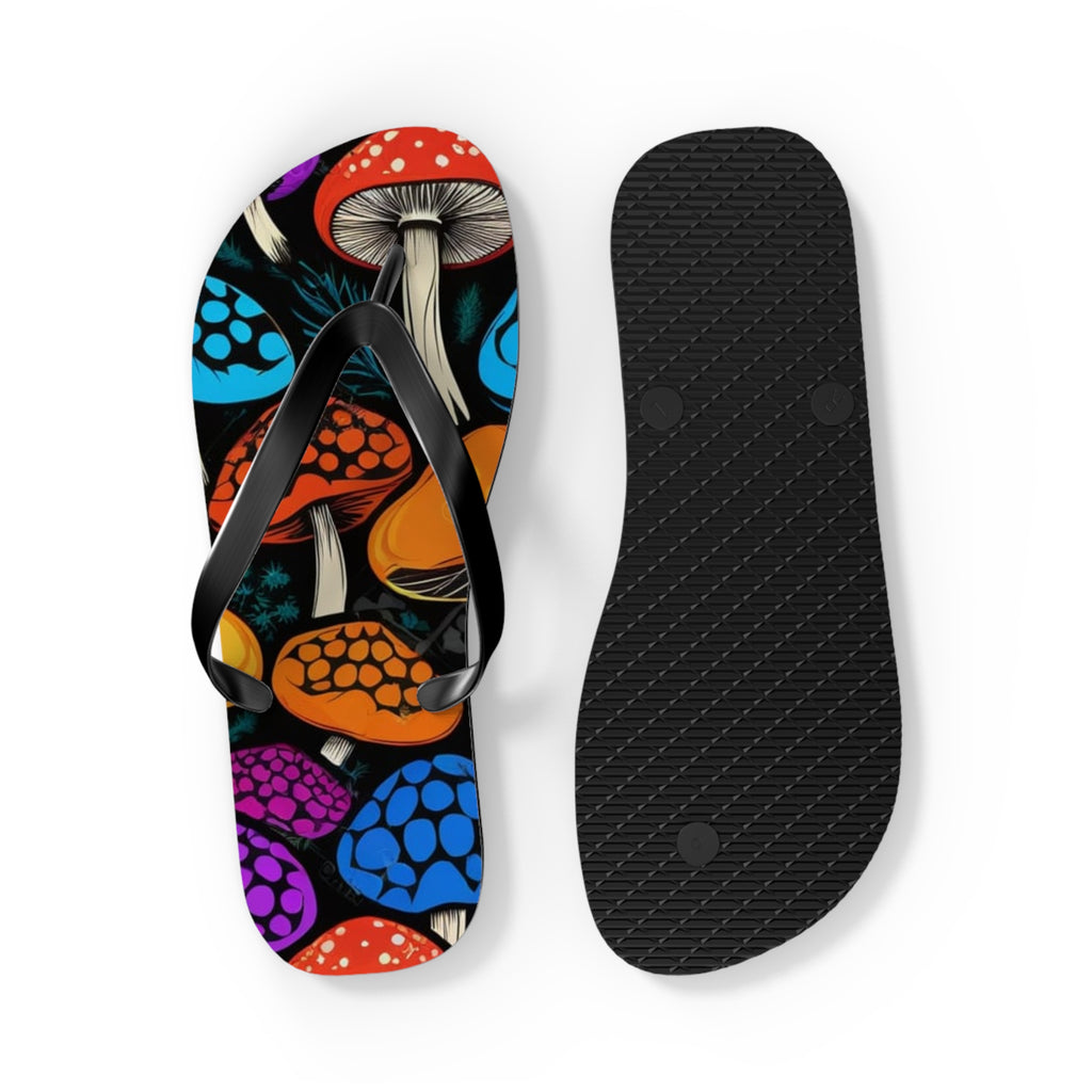Colorful Psychedelic Mushroom Flip Flops – Vibrant Summer Beach Sandals