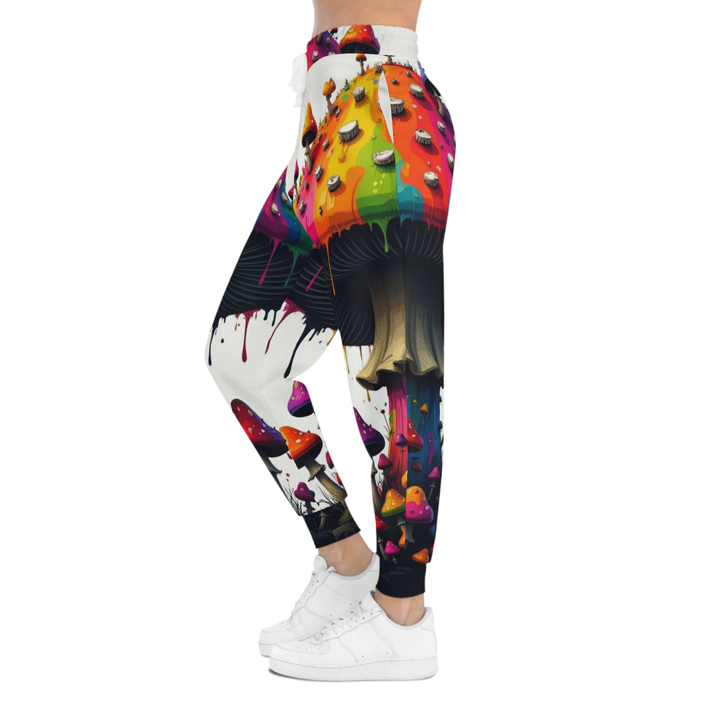 Pantalones de chándal deportivos con setas arcoíris psicodélicas — Ropa urbana con estampado completo