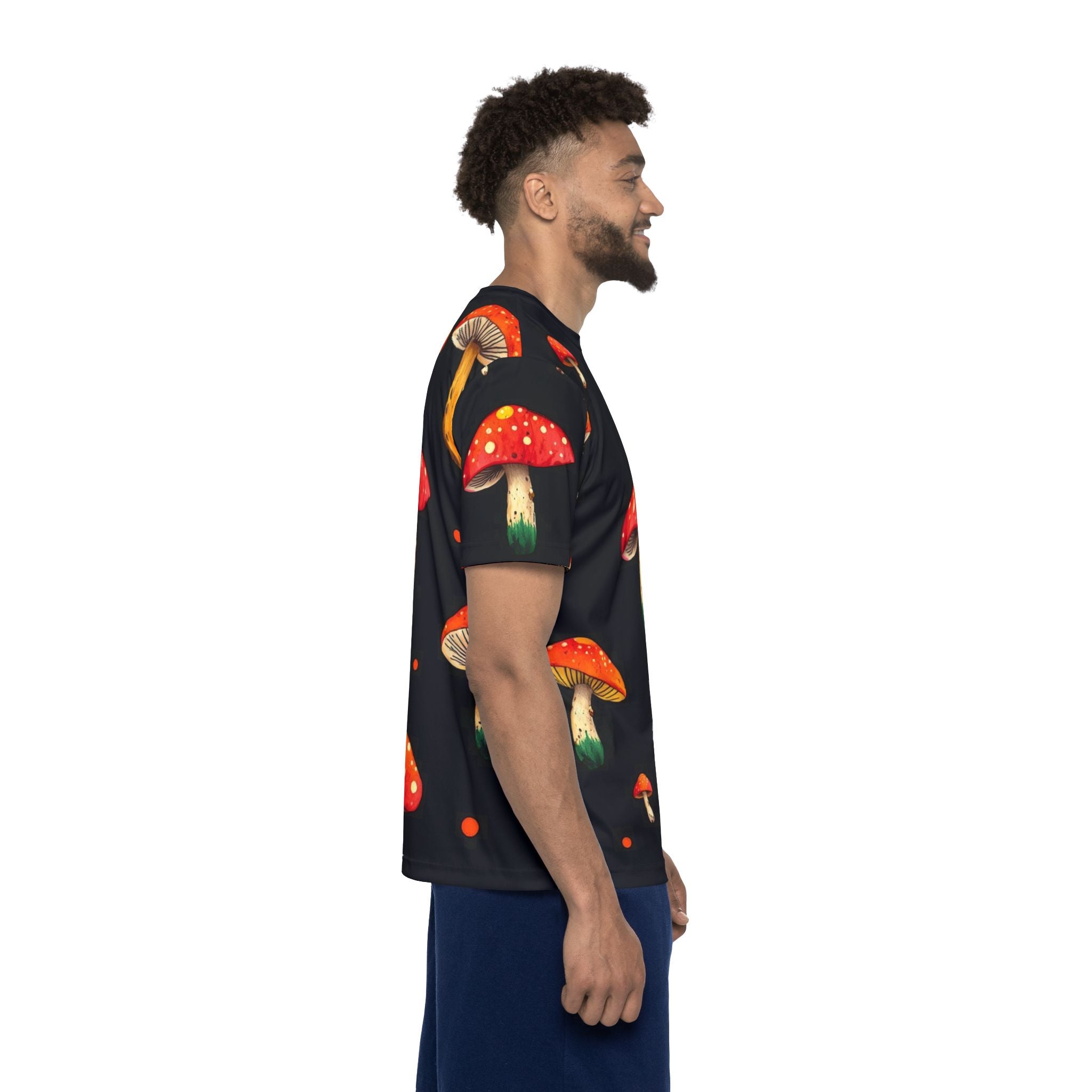 Men's Mushroom Print Sports Jersey — Red Toadstool All-Over Graphic Tee