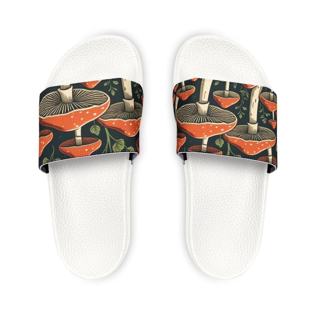Mushroom Print Slide Sandals — Men's Removable-Strap Casual Slides