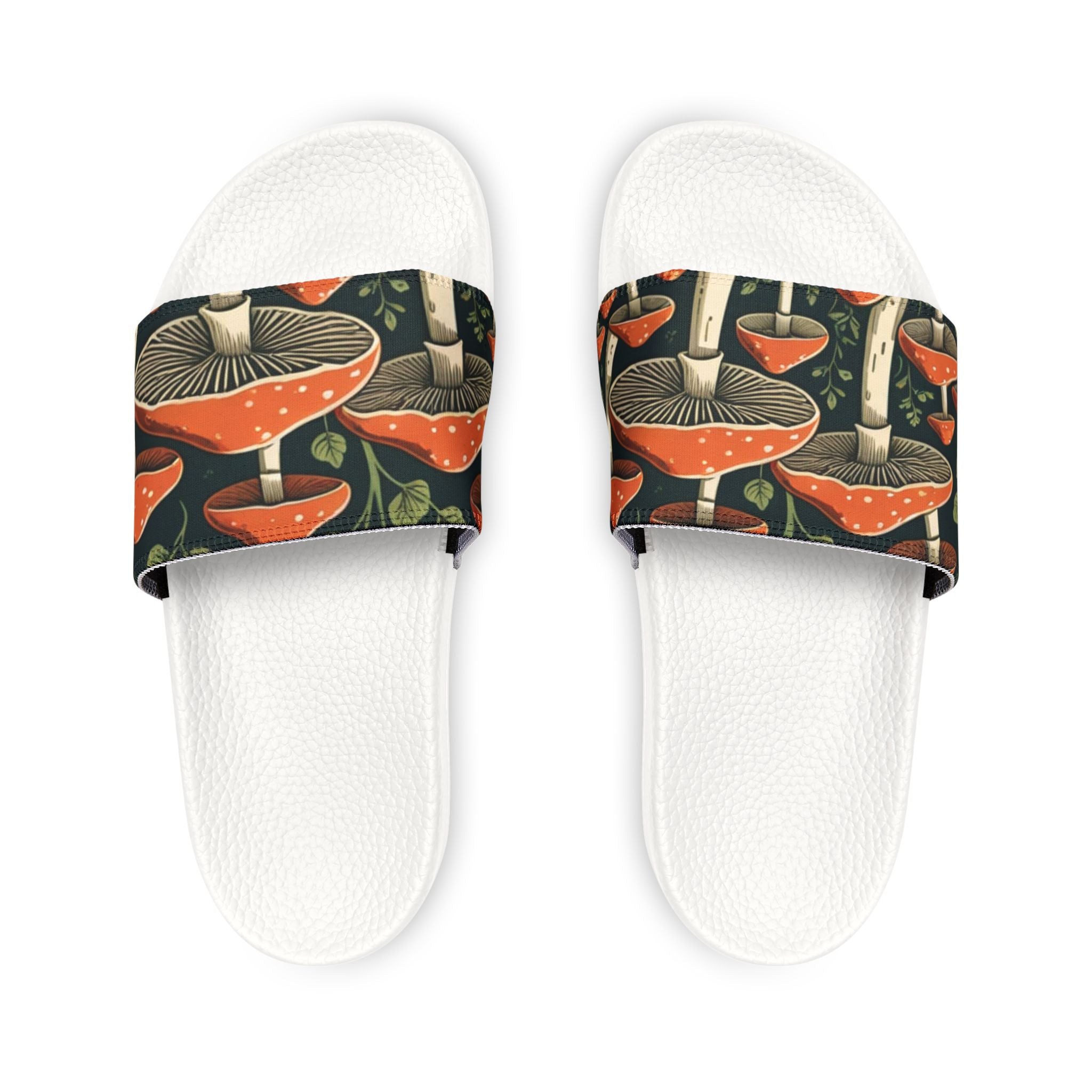 Mushroom Print Slide Sandals — Men's Removable-Strap Casual Slides