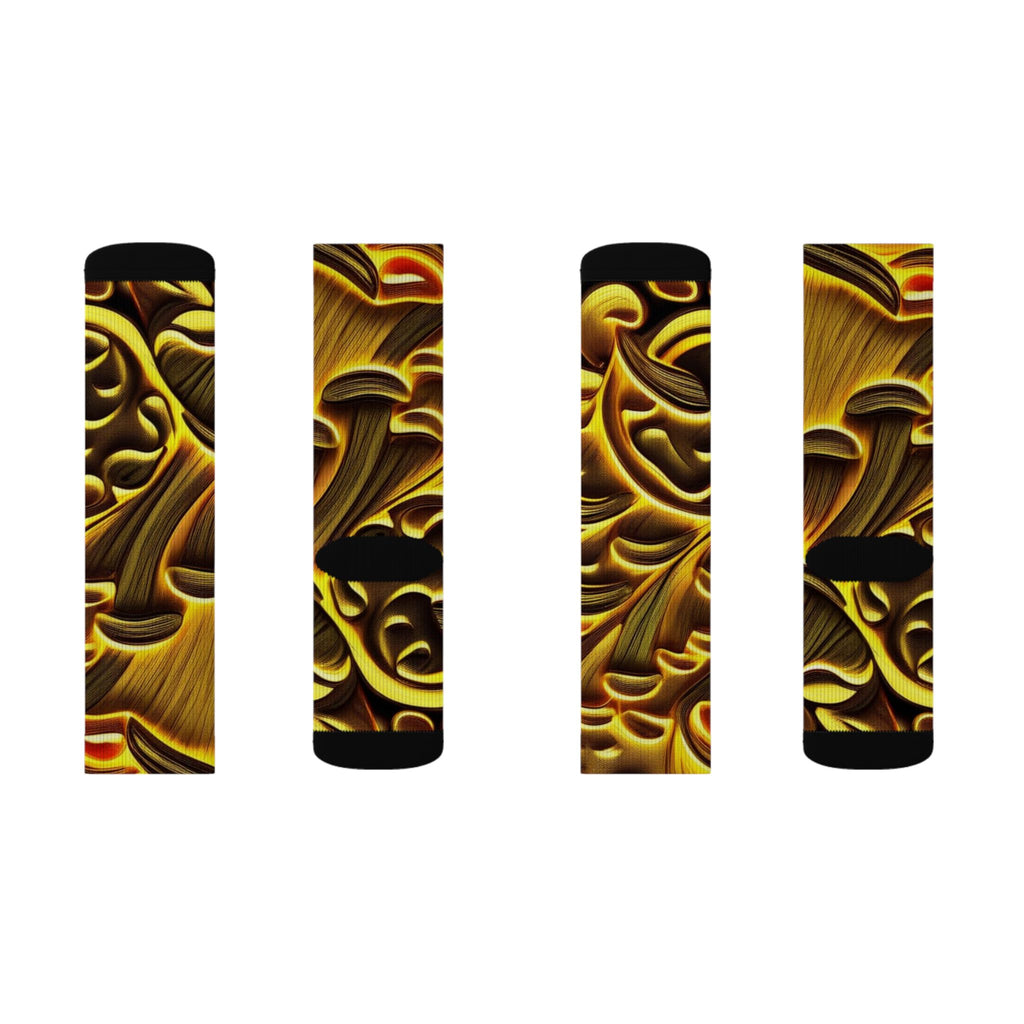 Socks: Gold Baroque Sublimation Socks — Ornate Vintage Pattern Crew Socks