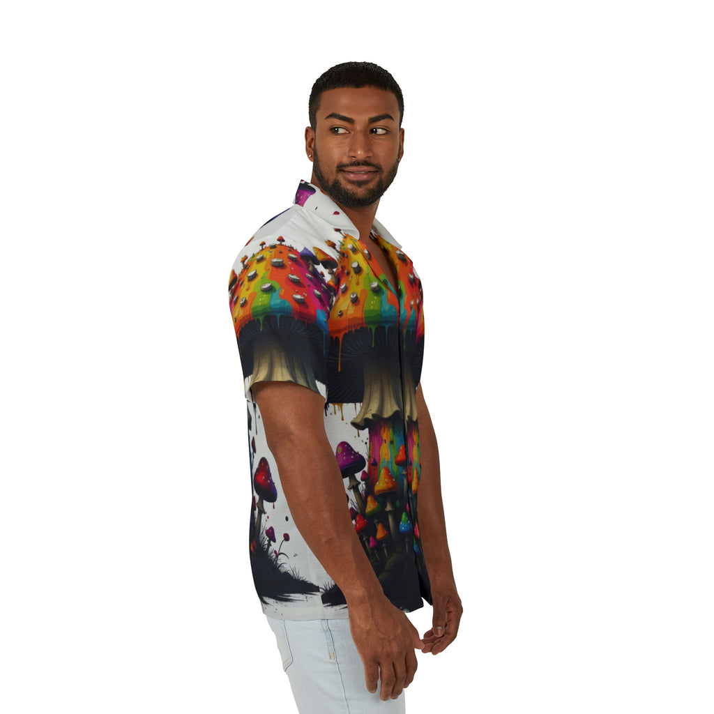 Camisa hawaiana de hongos psicodélicos — Camisa de campamento colorida y psicodélica