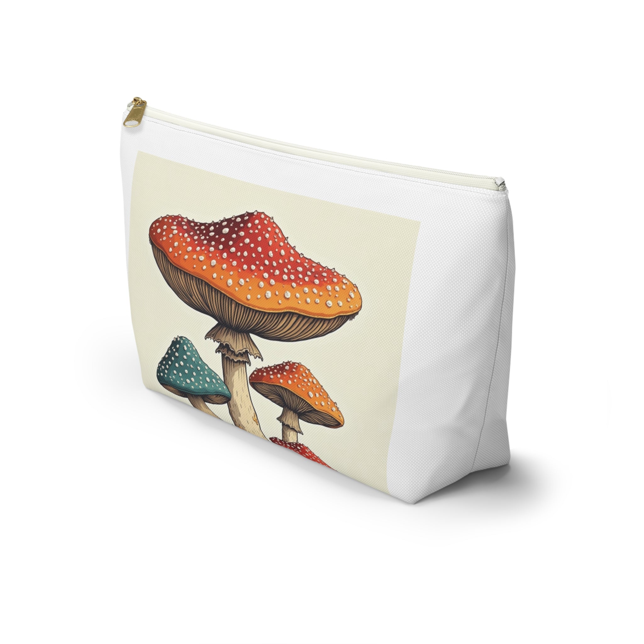 Mushroom Illustration Accessory Pouch — Cute Toadstool Cosmetic Bag