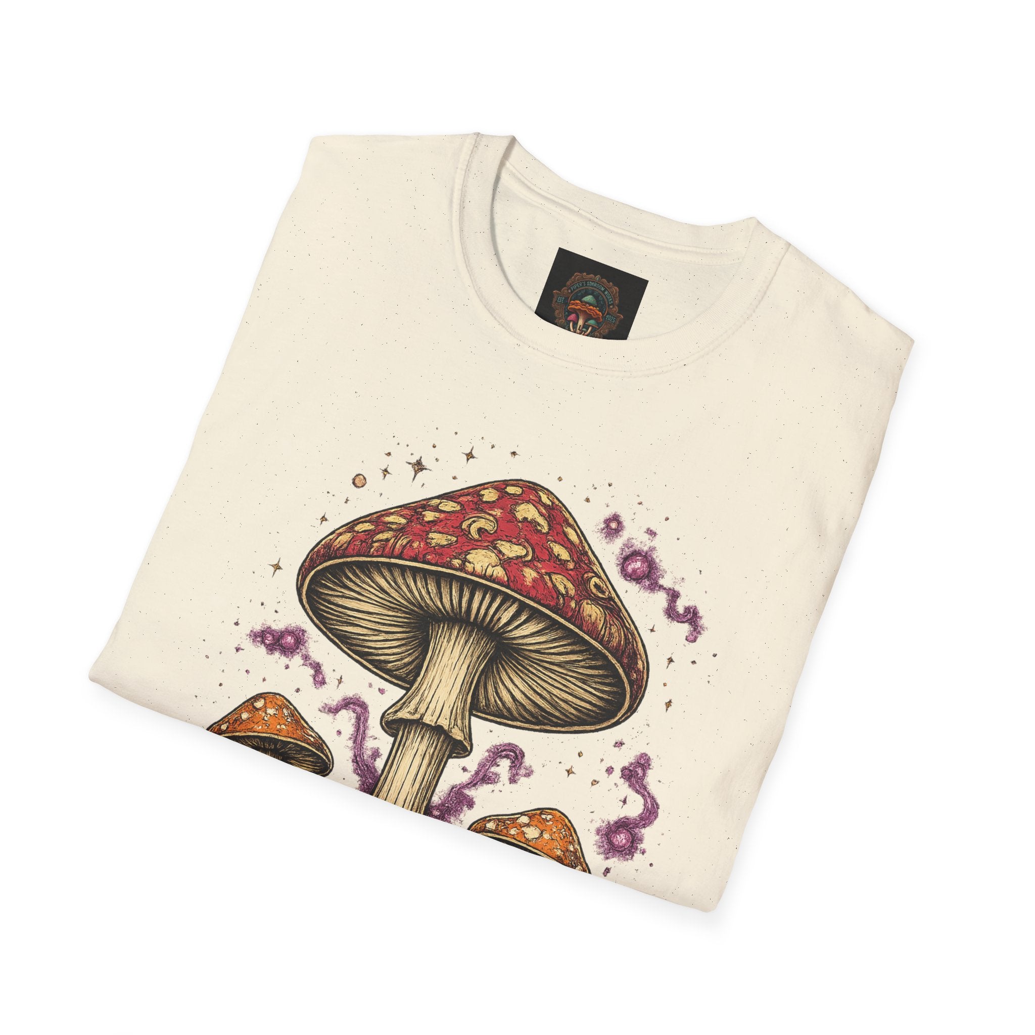 Psychedelic Mushroom Graphic T-Shirt — Red Amanita Illustration