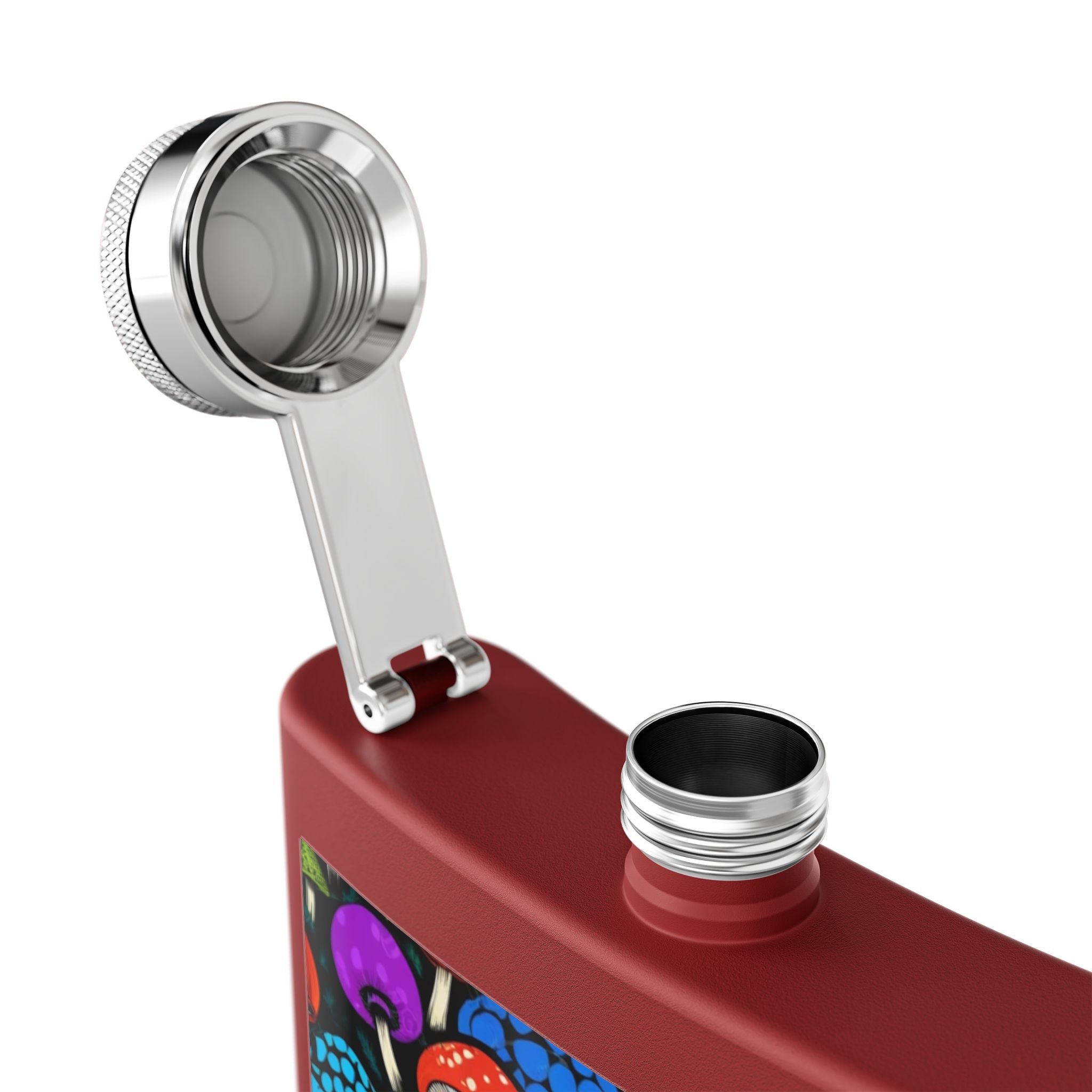 6oz Stainless Steel Flask — Colorful Psychedelic Mushroom Pattern