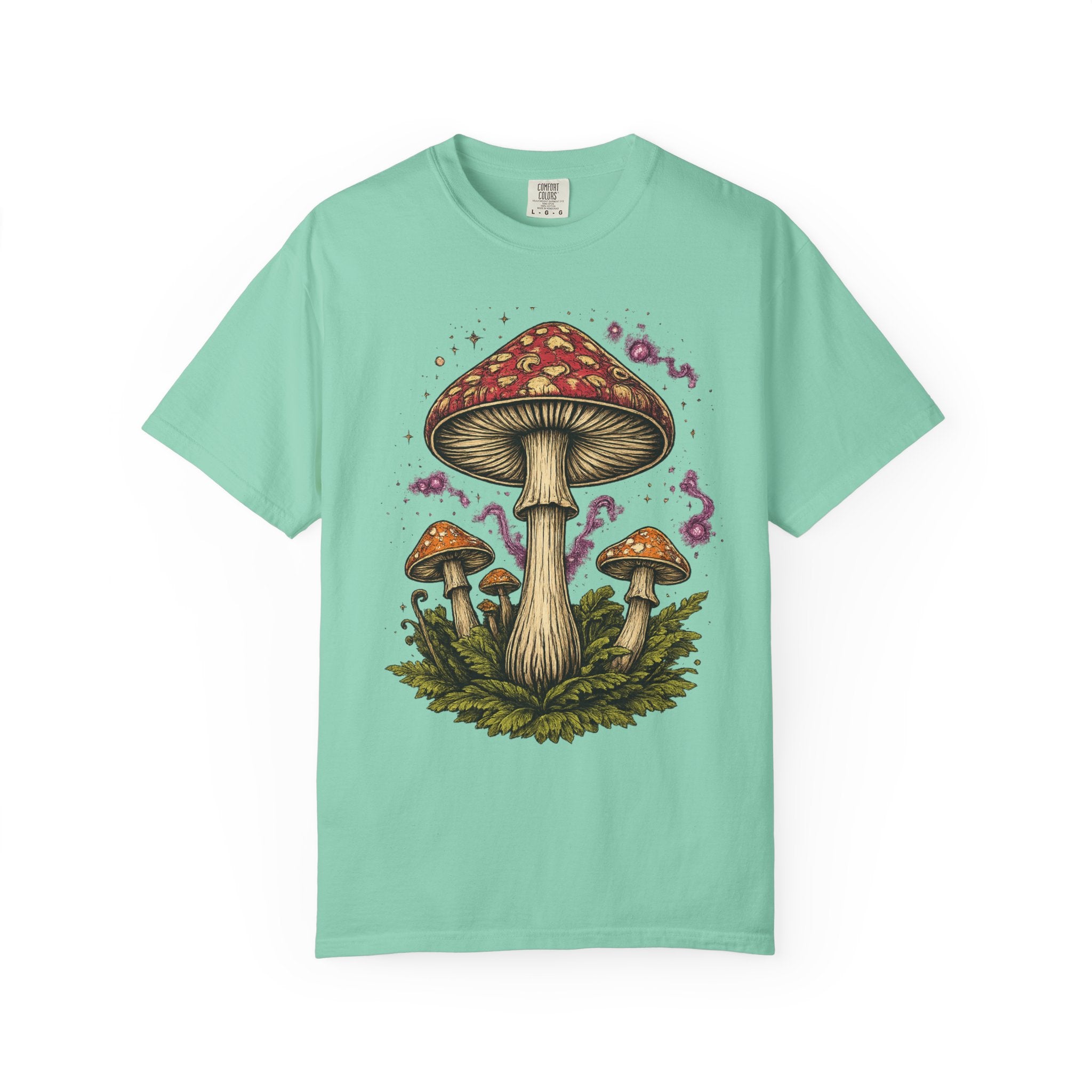 City: Portland Mushroom Graphic T-Shirt — Vintage Forest Amanita Design