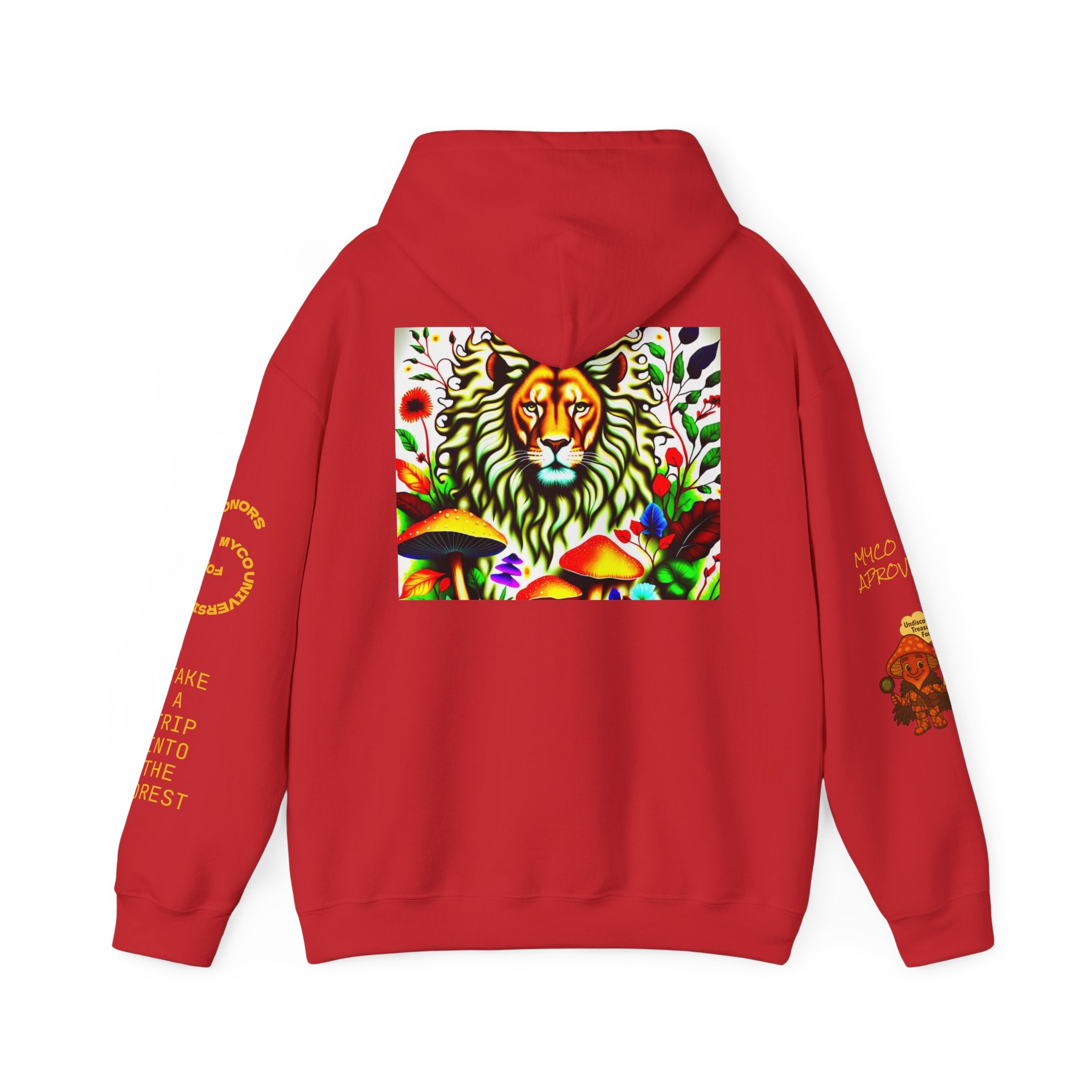 Myco University Lion & Mushroom Hoodie — Psychedelic Lion Graphic Pullover