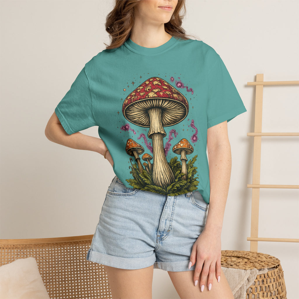 City: Portland Mushroom Graphic T-Shirt — Vintage Forest Amanita Design
