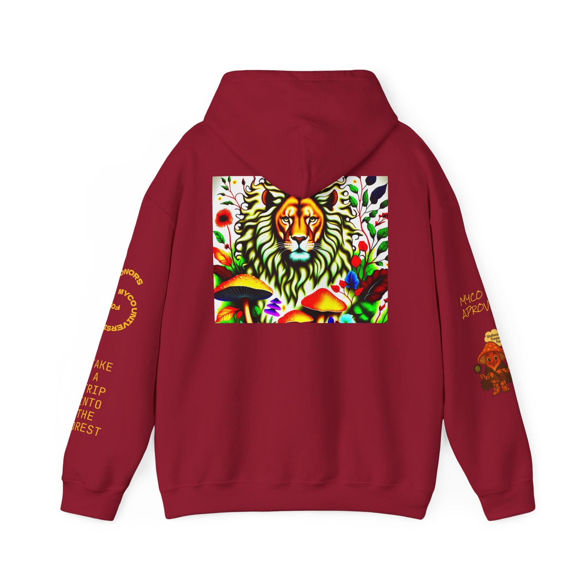 Myco University Lion & Mushroom Hoodie — Psychedelic Lion Graphic Pullover