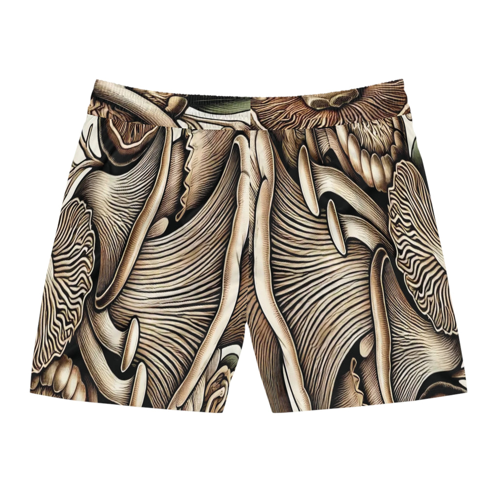 Mushroom Forest Swim Shorts — Botanical Psychedelic Men's Beach Trunks