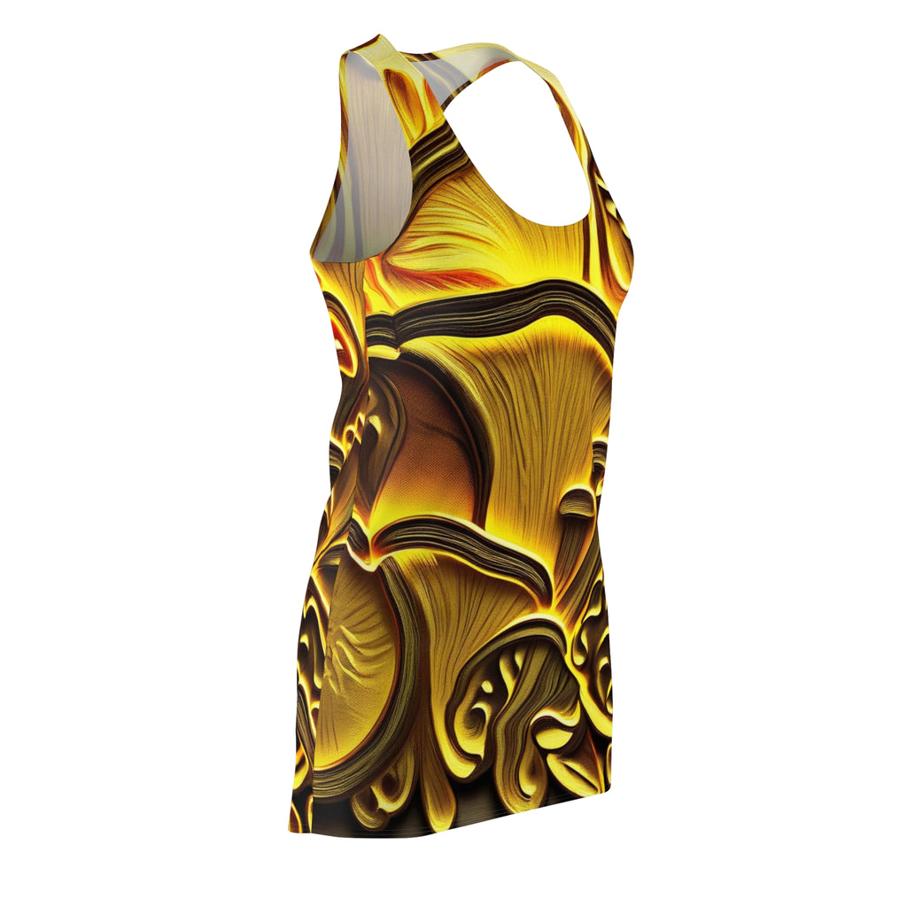 Golden Mushroom Racerback Dress — Psychedelic Fungi Print