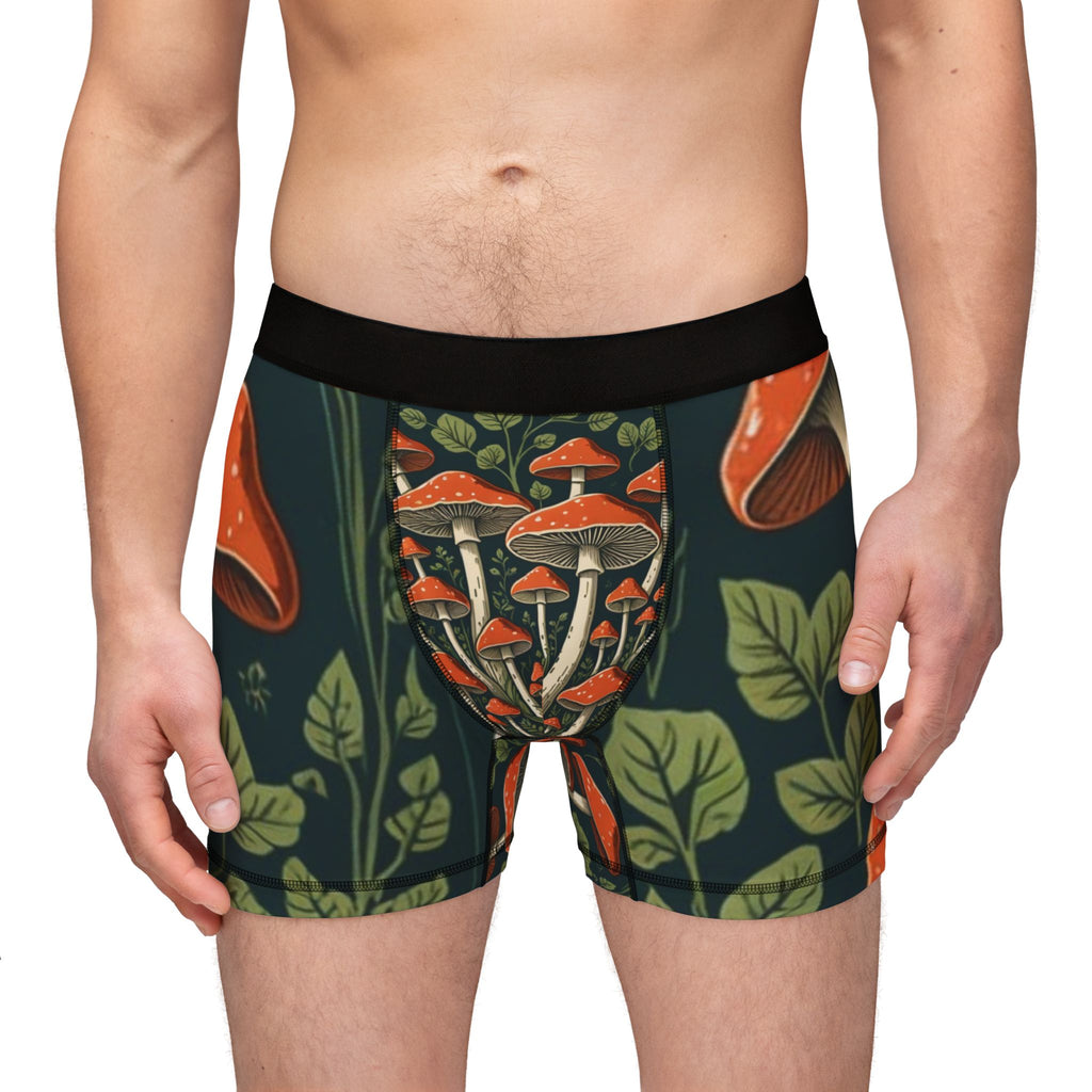 Bóxers para hombre de Bosque de Setas – Estampado integral de hongos oscuros y misteriosos