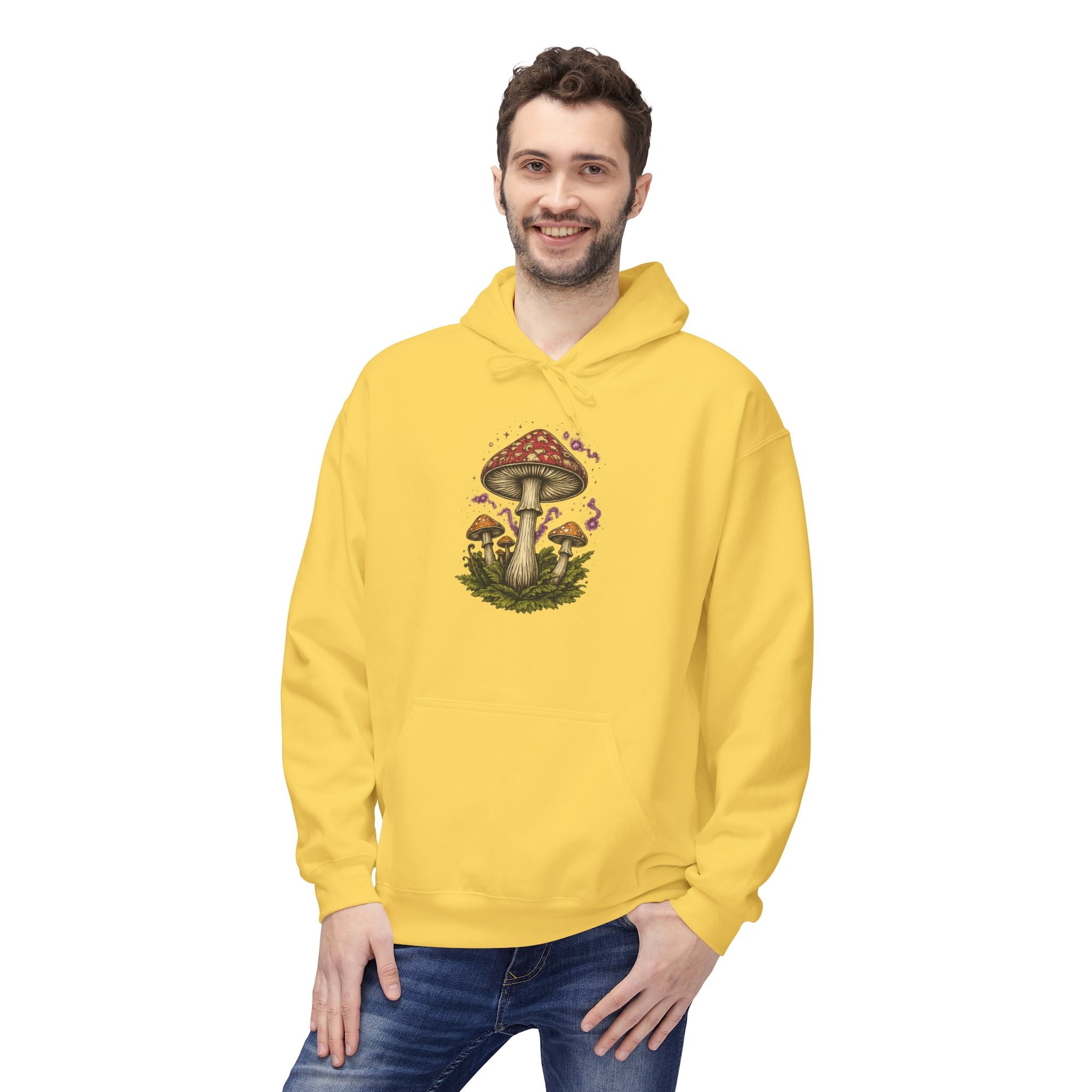 Mushroom Art Hoodie — Botanical Foraging Graphic Pullover