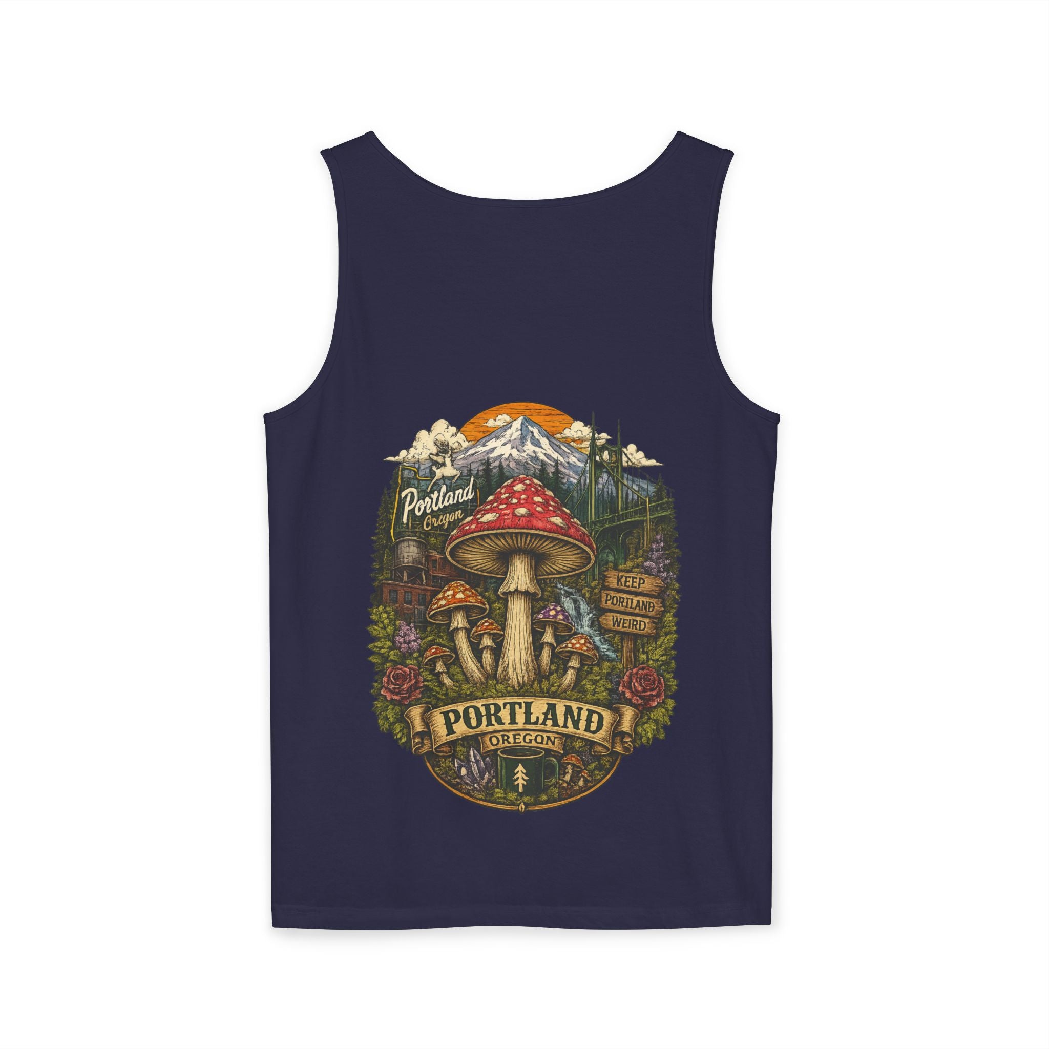City: Portland Mushroom Tank Top — Psychedelic Forest Graphic Tank