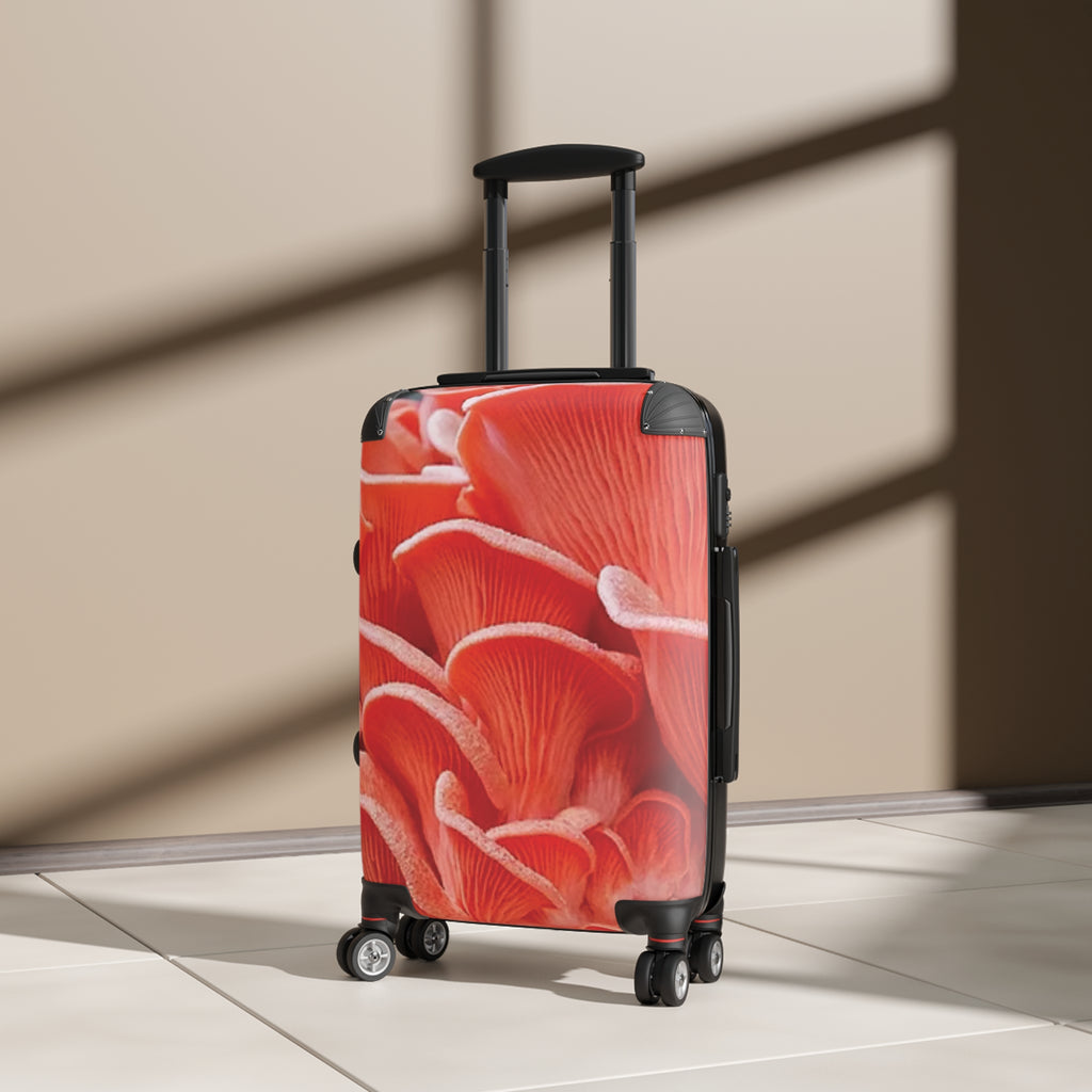 Suitcase: Red Coral Floral Carry-On Suitcase — Bold Botanical Travel Luggage