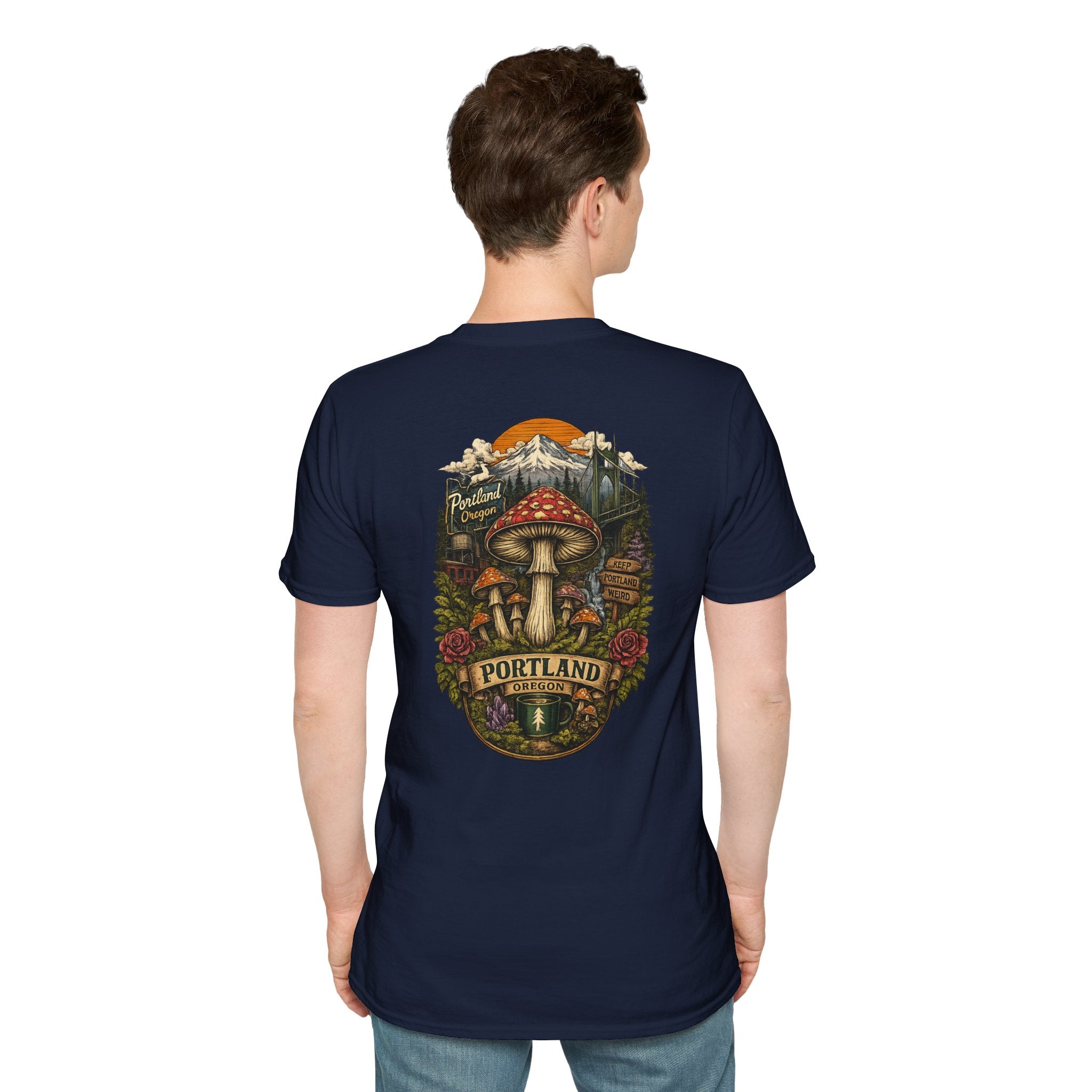 City: Portland Mushroom Magic T-Shirt — Vintage Red Toadstool Illustration