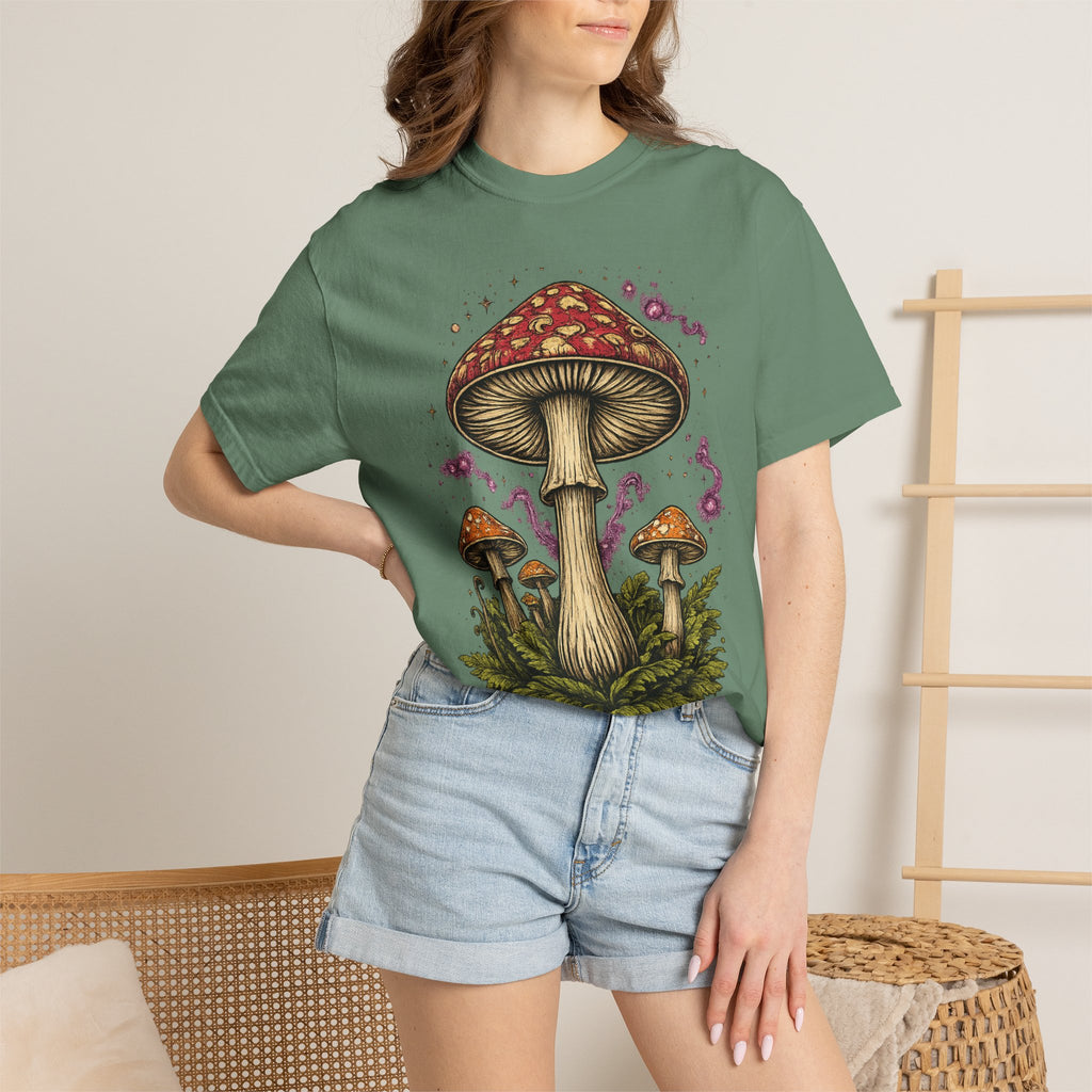 City: Portland Mushroom Graphic T-Shirt — Vintage Forest Amanita Design