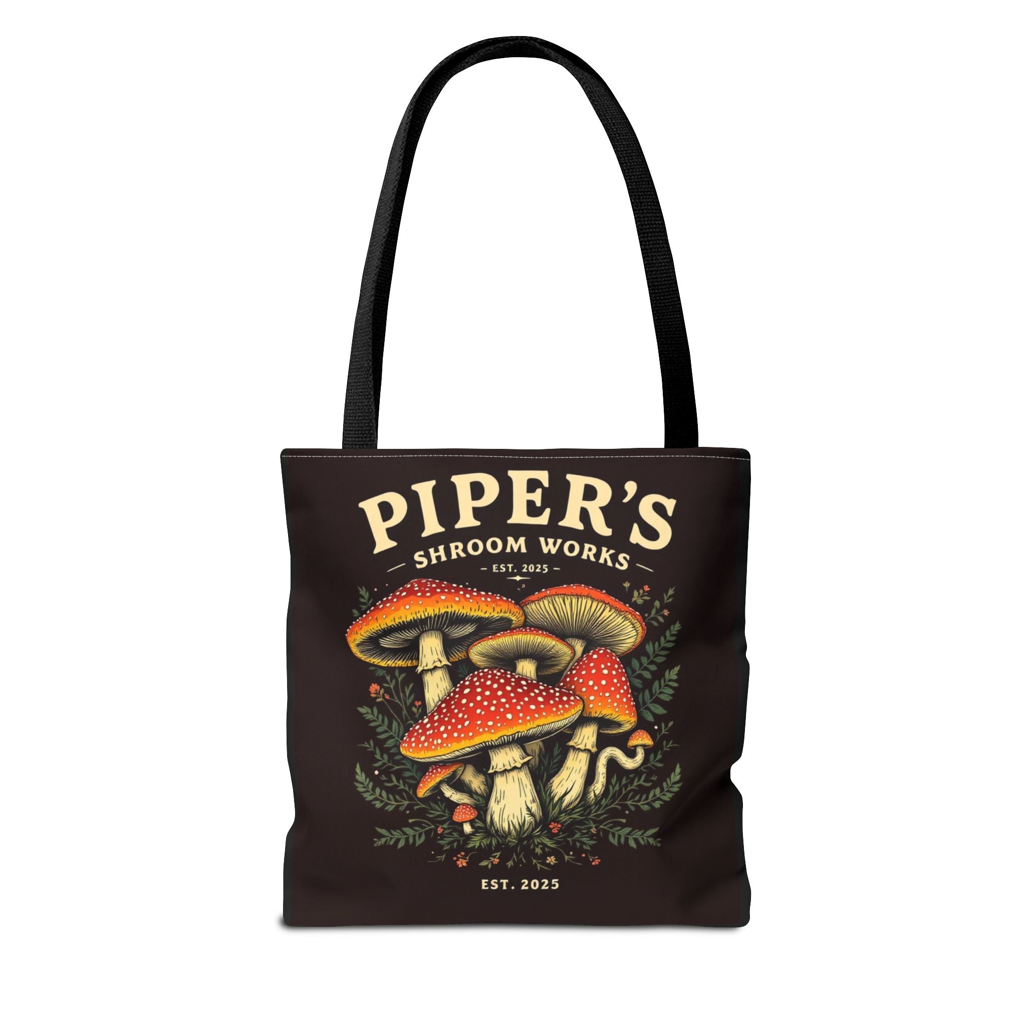 Mushroom Tote Bag — "Piper's Shroom Works" Vintage Fungi Market Shopper