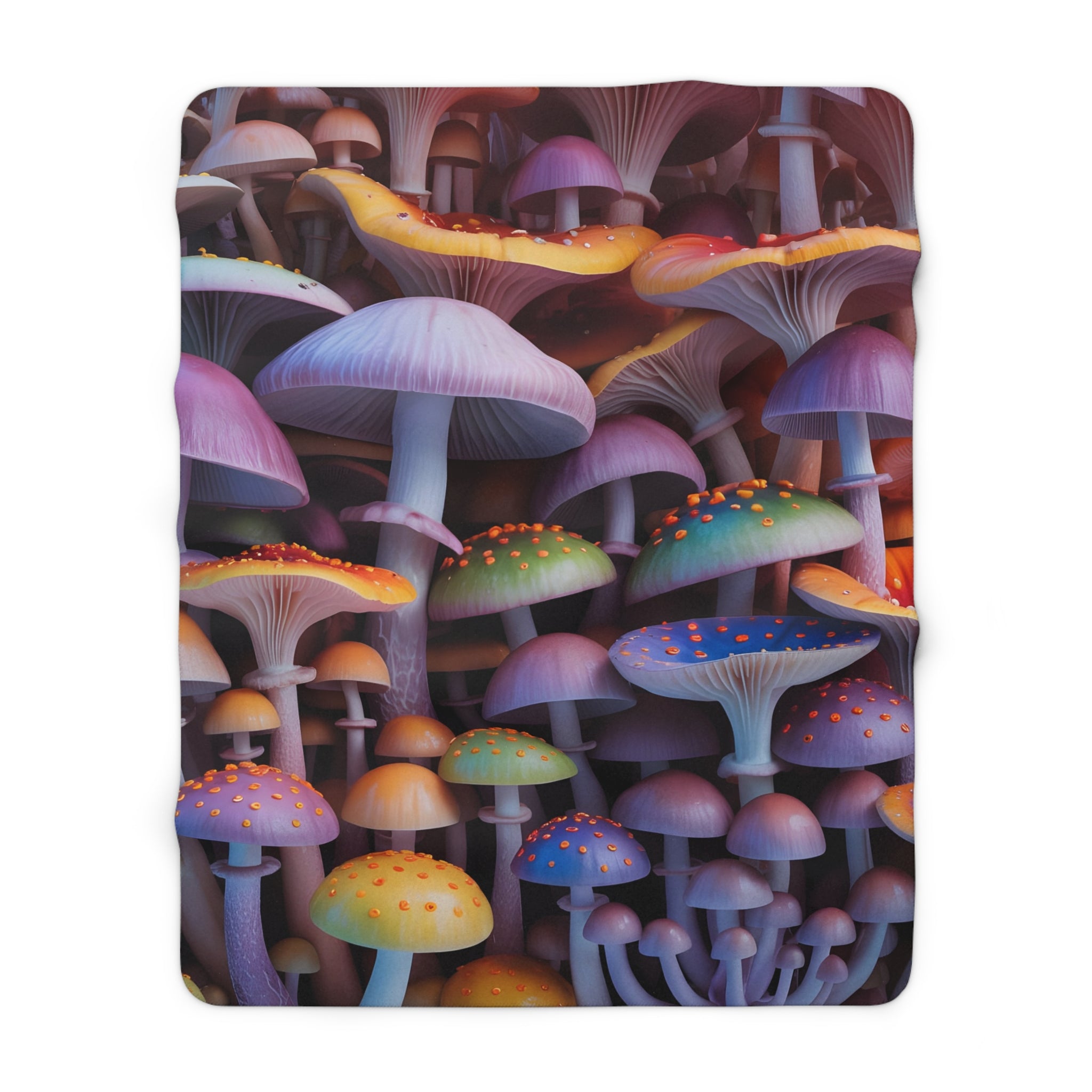 Blanket: Colorful Mushroom Sherpa Blanket — Cozy Fantasy Fleece Throw