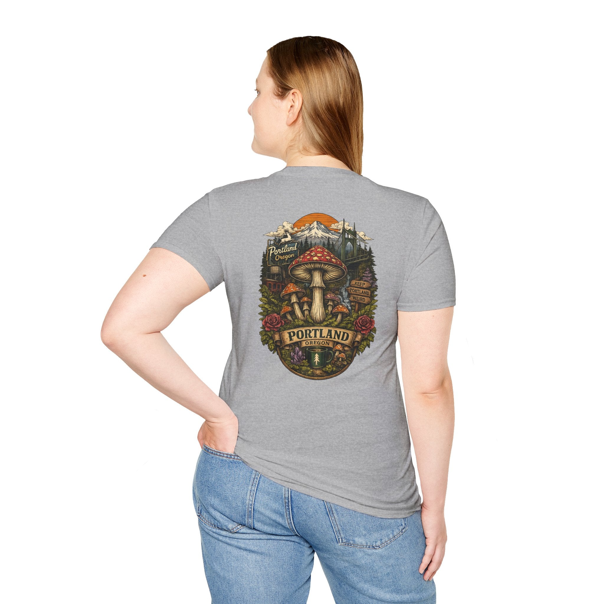 City: Portland Mushroom Magic T-Shirt — Vintage Red Toadstool Illustration