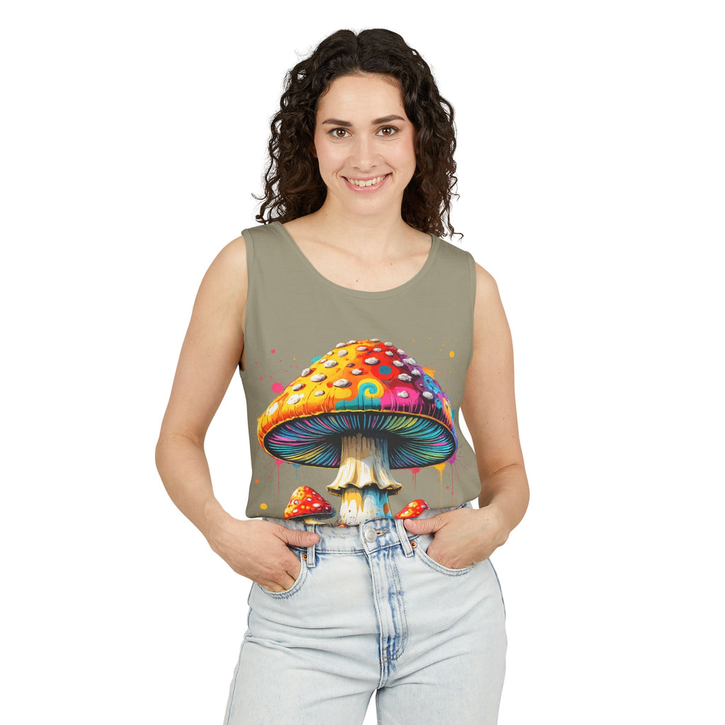 City: Portland Mushroom Graphic Tank Top — Colorful Psychedelic Fungi Design