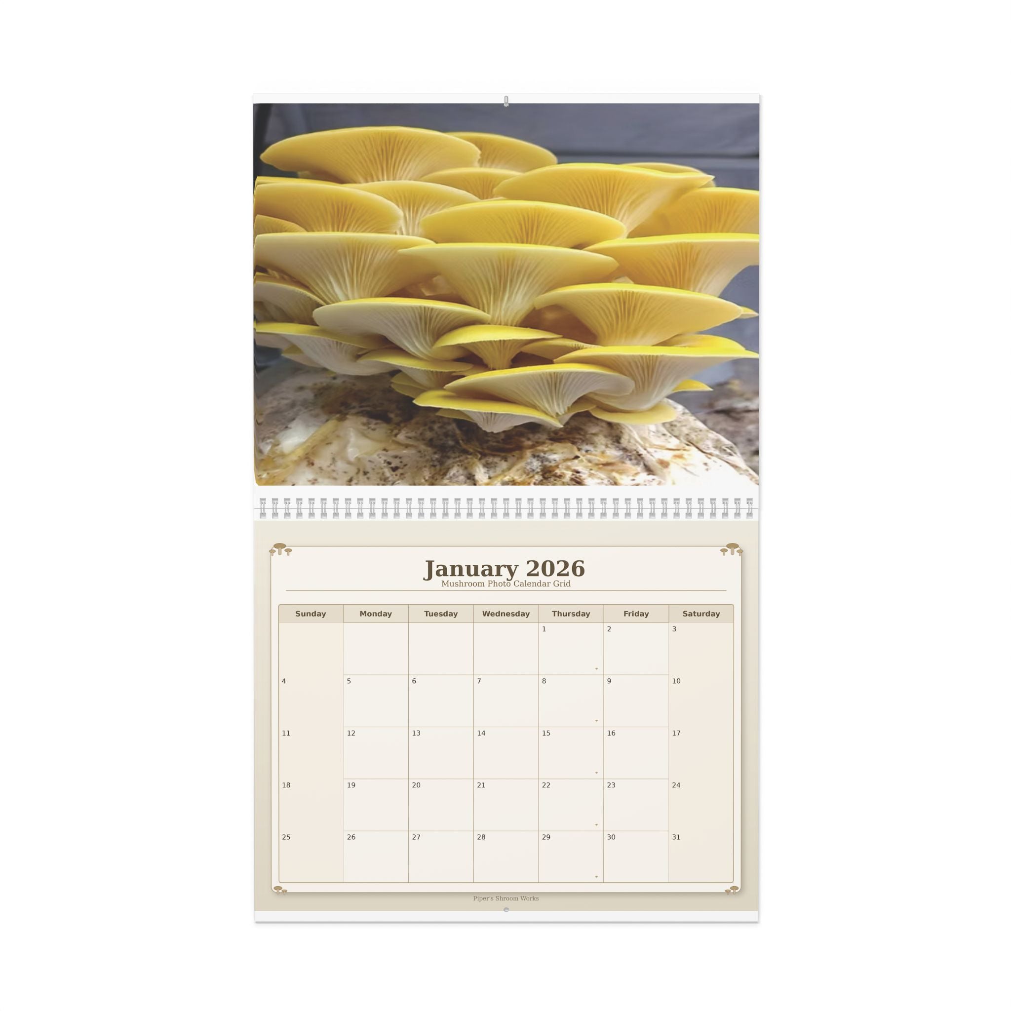 Mushroom Wall Calendar — 12-Month Fungi Photography Calendar (Monthly Planner)