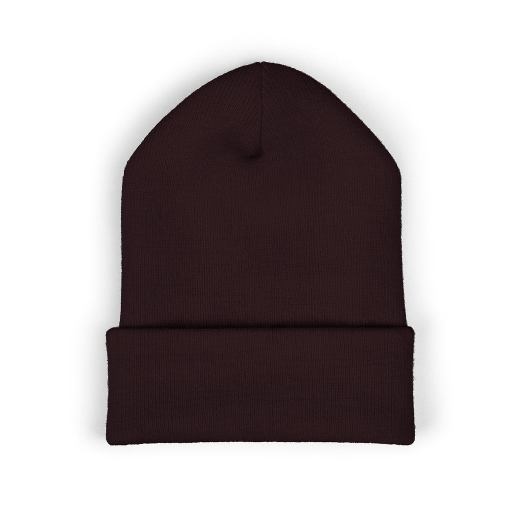 Beanie: Embroidered Colorful Mushroom Beanie — Cute Cuffed Knit Hat