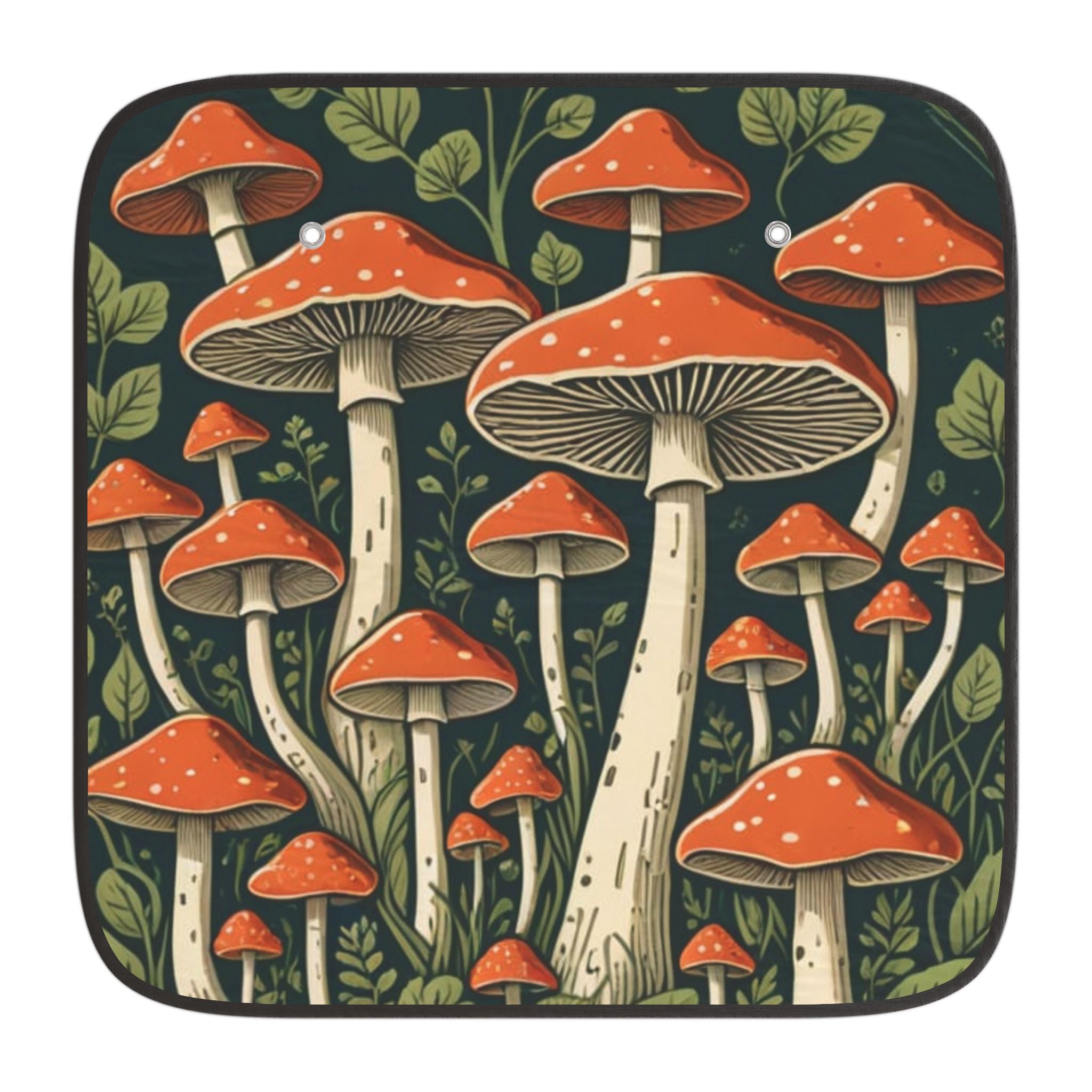 Mushroom Forest Car Sun Shade — Retro Red Toadstool Windshield Protector