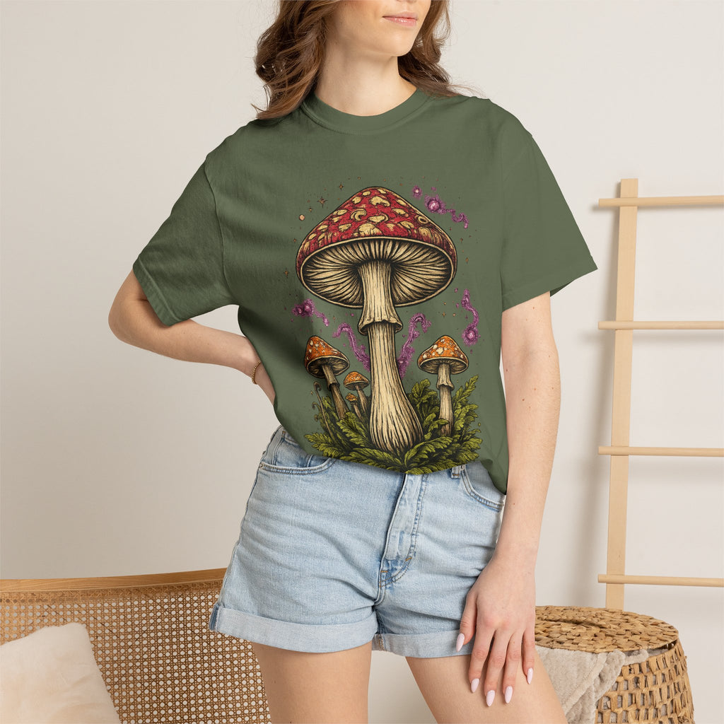 City: Portland Mushroom Graphic T-Shirt — Vintage Forest Amanita Design