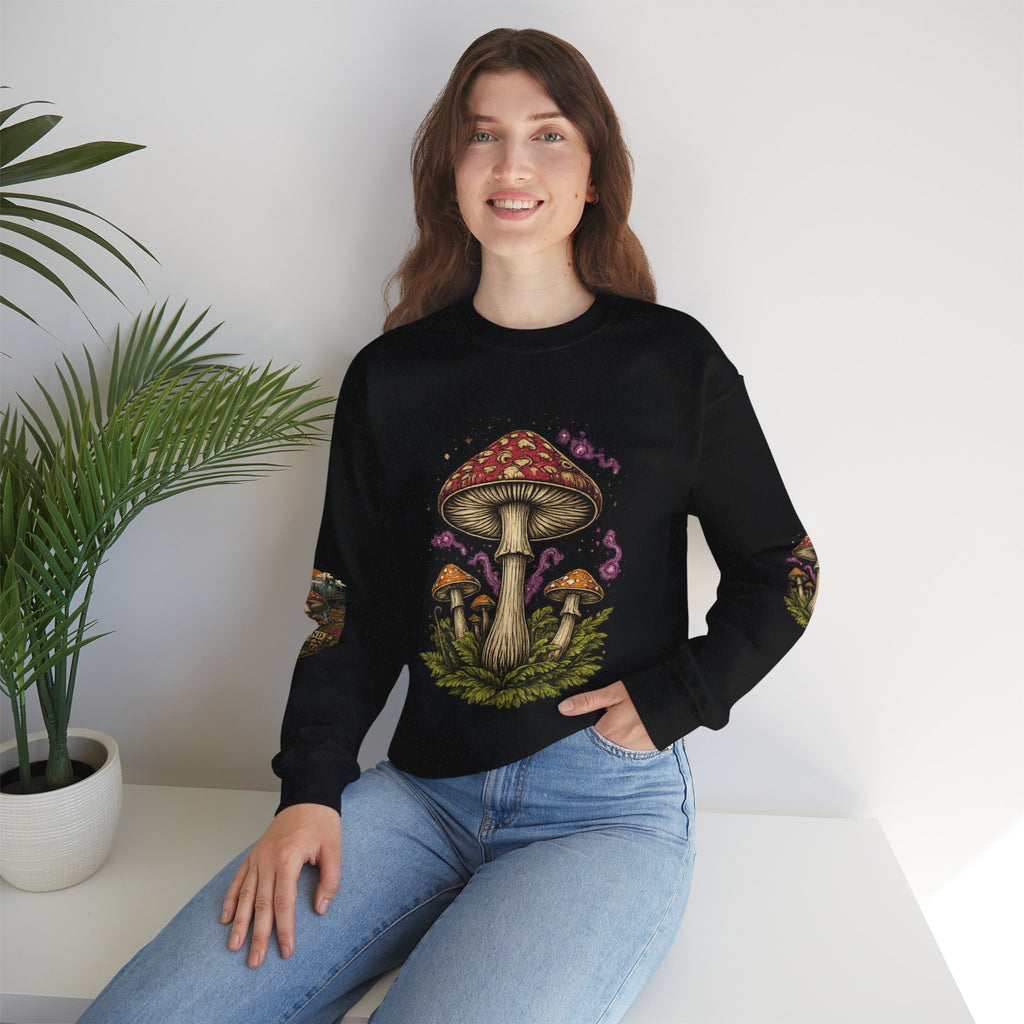 City: Portland Mushroom Crewneck Sweatshirt Vintage Psychedelic Fungi Graphic