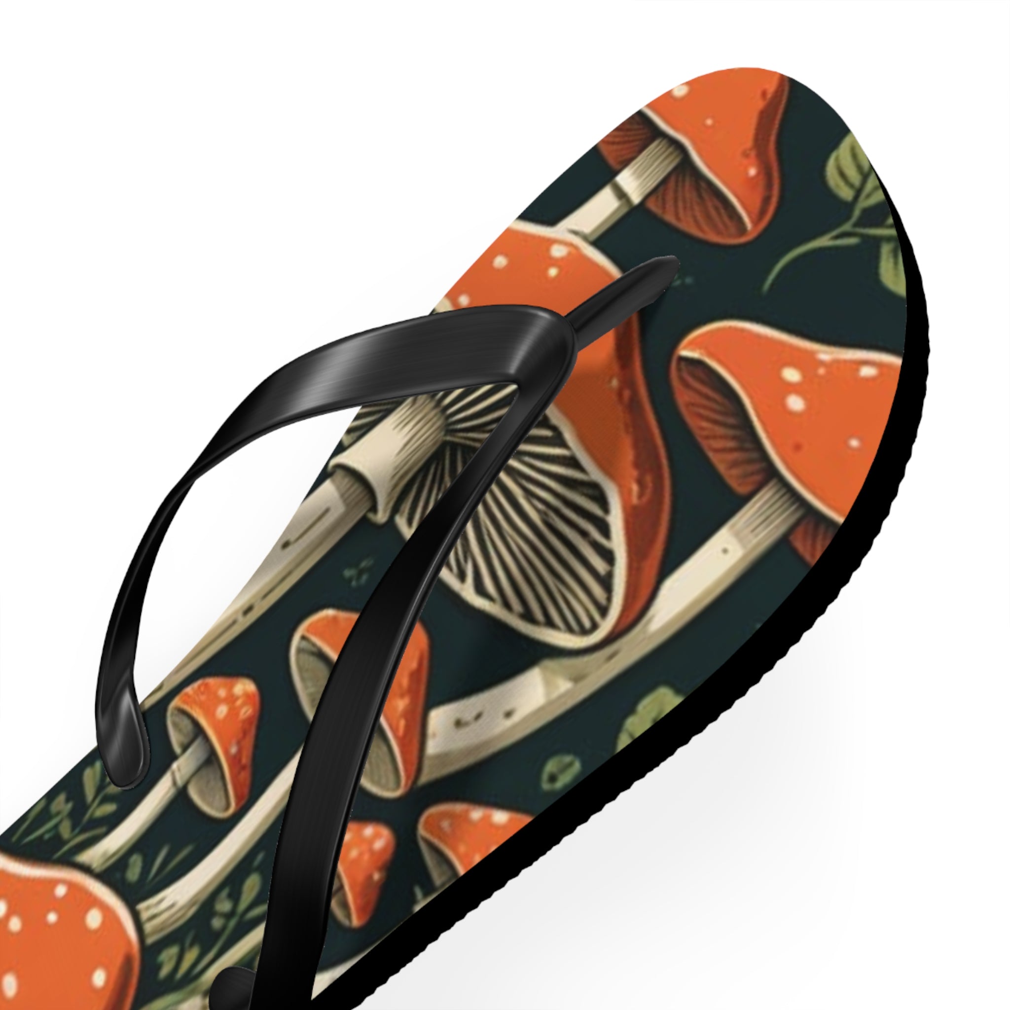 Mushroom Print Flip Flops — Vintage Toadstool Beach Sandals