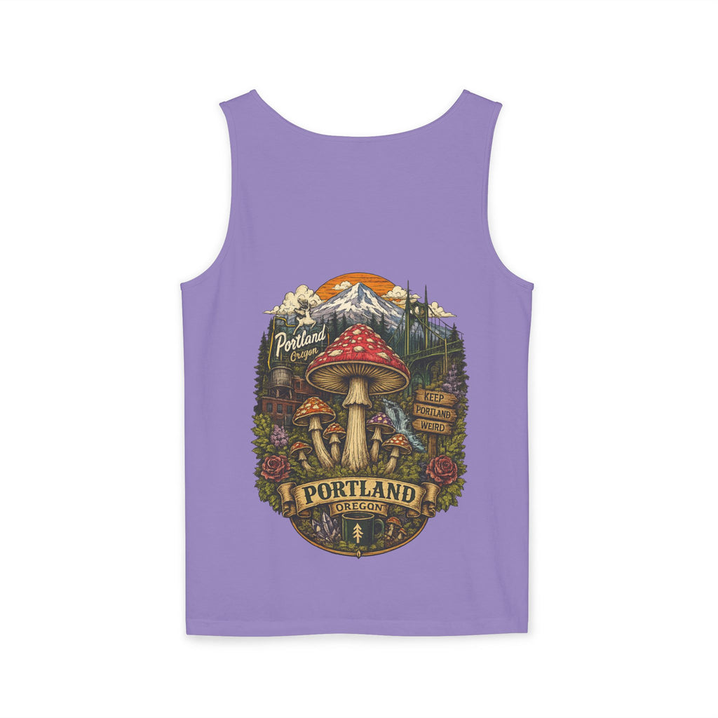 City: Portland Mushroom Graphic Tank Top — Colorful Psychedelic Fungi Design