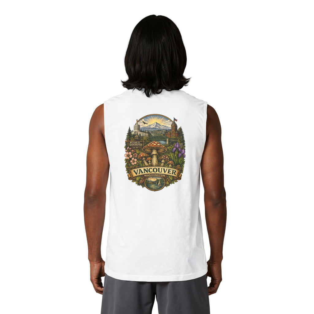 City: Vancouver Mushroom Tank Top — Colorful Psychedelic Fungi Graphic Muscle Tee